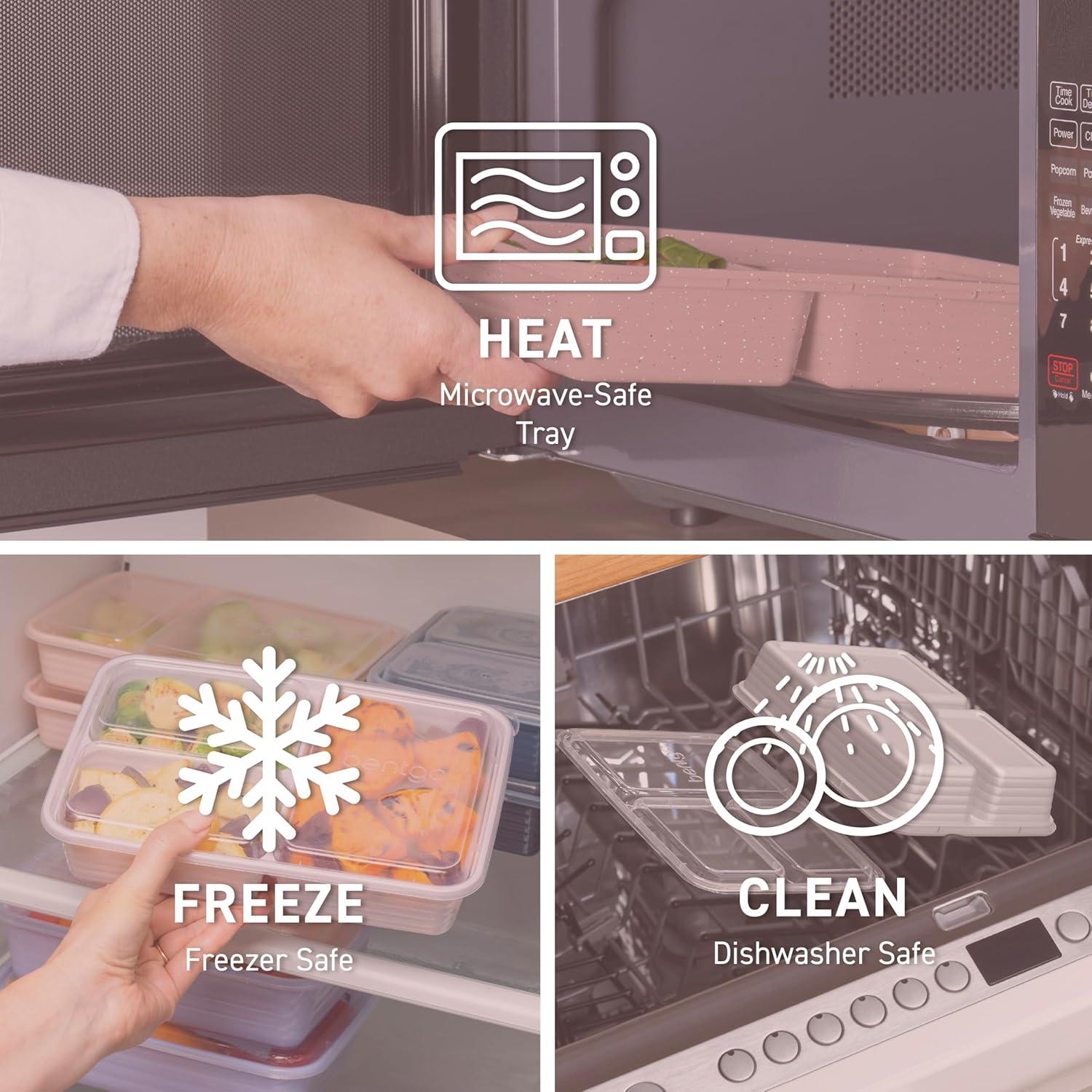 imageBentgo 20Piece Lightweight Durable Reusable BPAFree 3Compartment Containers  Microwave Freezer Dishwasher Safe  SilverRosette Glitter