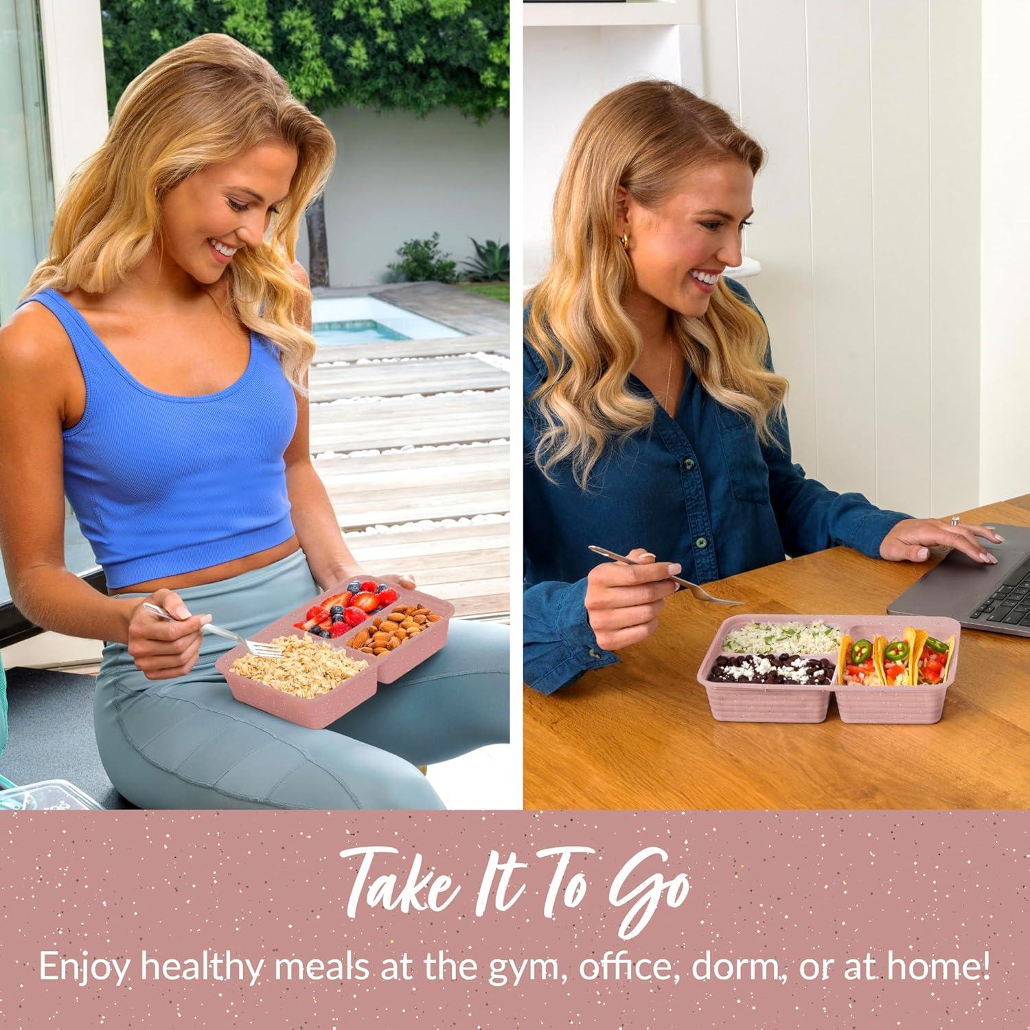 imageBentgo 20Piece Lightweight Durable Reusable BPAFree 3Compartment Containers  Microwave Freezer Dishwasher Safe  SilverRosette Glitter