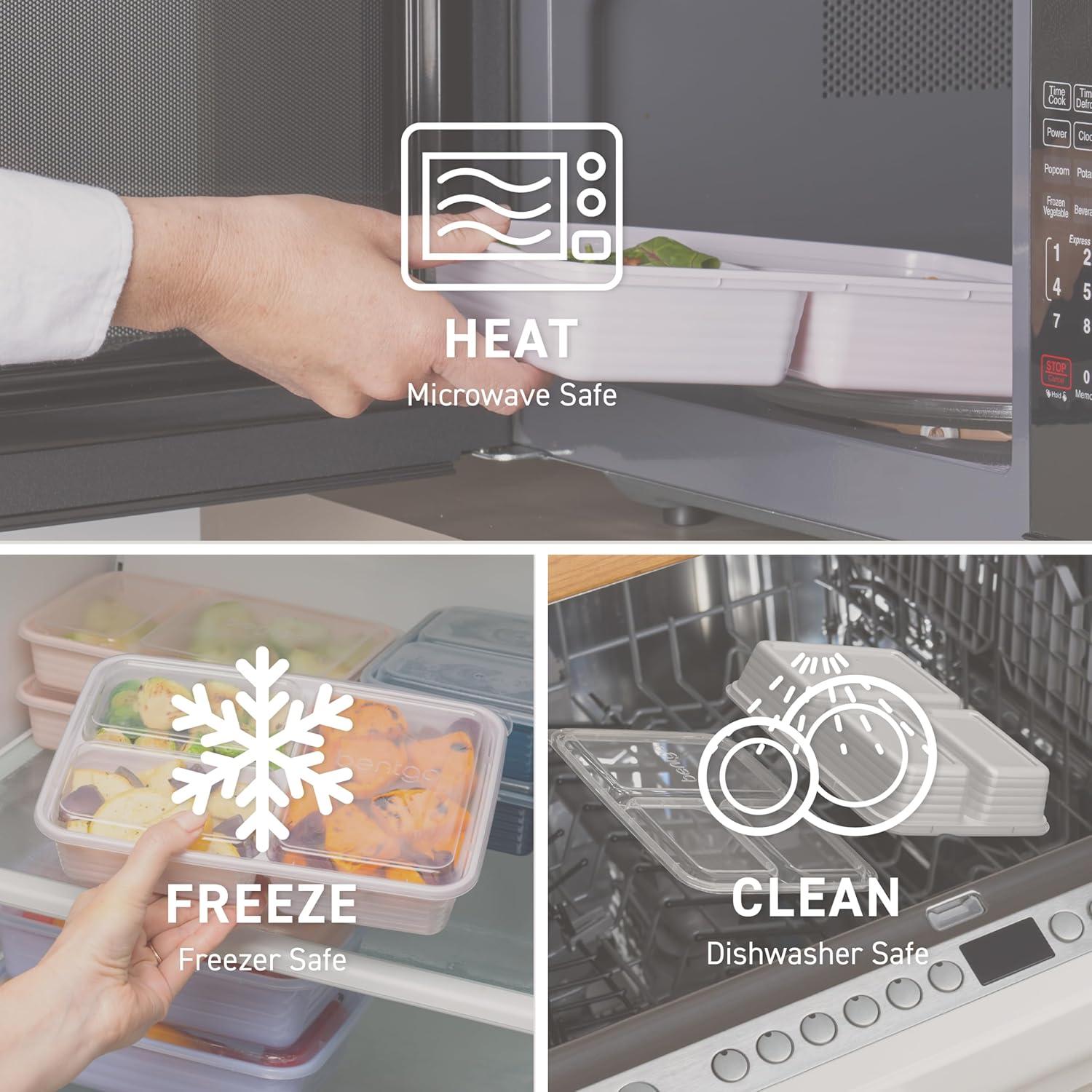 imageBentgo 20Piece Lightweight Durable Reusable BPAFree 3Compartment Containers  Microwave Freezer Dishwasher Safe  SilverStone Gray