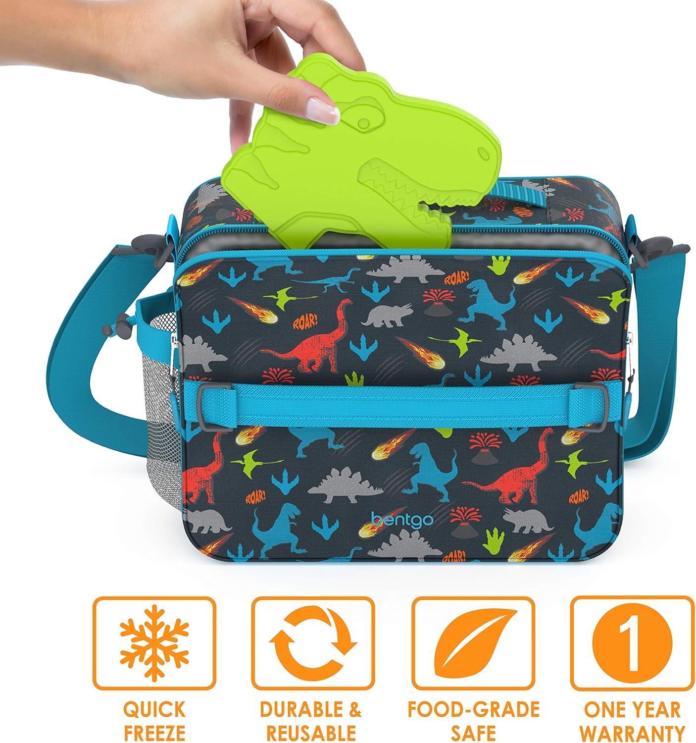 imageBentgo Buddies Reusable Ice Packs  Slim for Lunch Boxes Bags and Coolers Multicolored 4Pack UnicornDinosaur