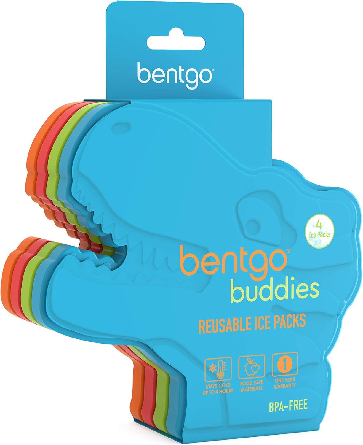 imageBentgo Buddies Reusable Ice Packs  Slim for Lunch Boxes Bags and Coolers Multicolored 4Pack UnicornDinosaur