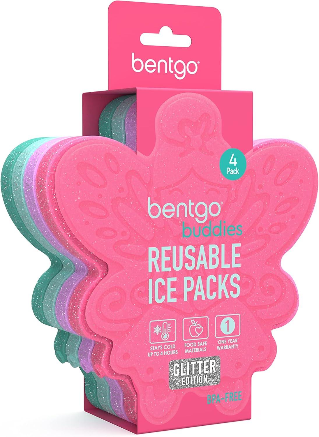 imageBentgo Buddies Reusable Ice Packs  Slim for Lunch Boxes Bags and Coolers Multicolored 4Pack UnicornGlitter Edition  Fairy