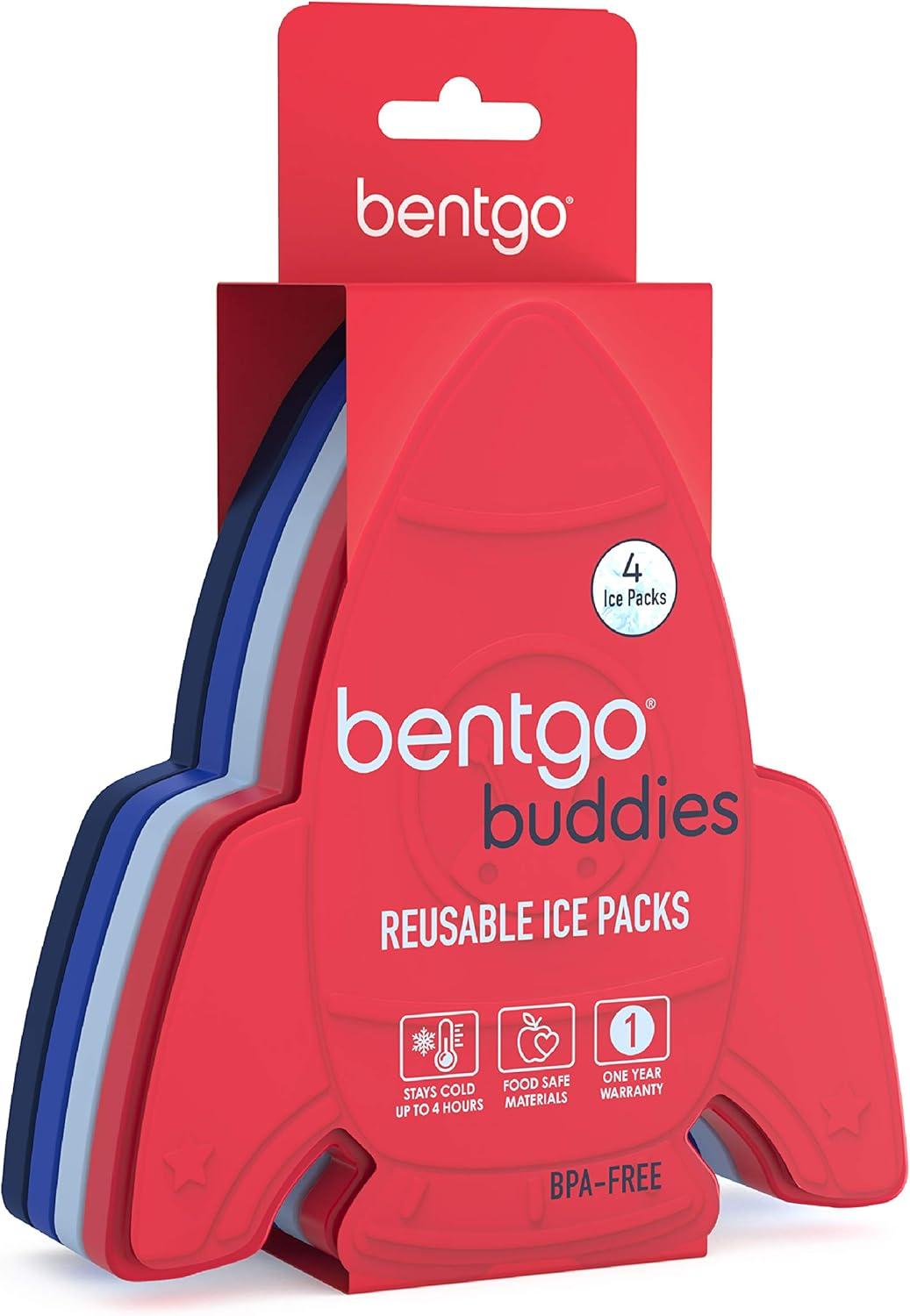 imageBentgo Buddies Reusable Ice Packs  Slim for Lunch Boxes Bags and Coolers Multicolored 4Pack UnicornRocket