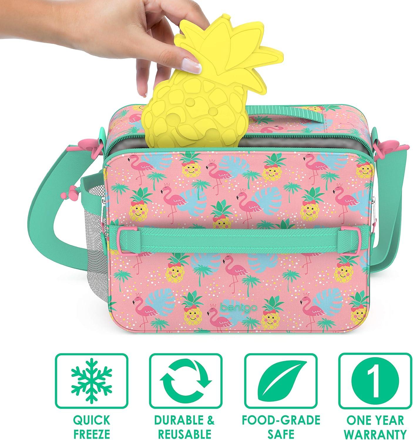 imageBentgo Buddies Reusable Ice Packs  Slim for Lunch Boxes Bags and Coolers Multicolored 4Pack UnicornTropical