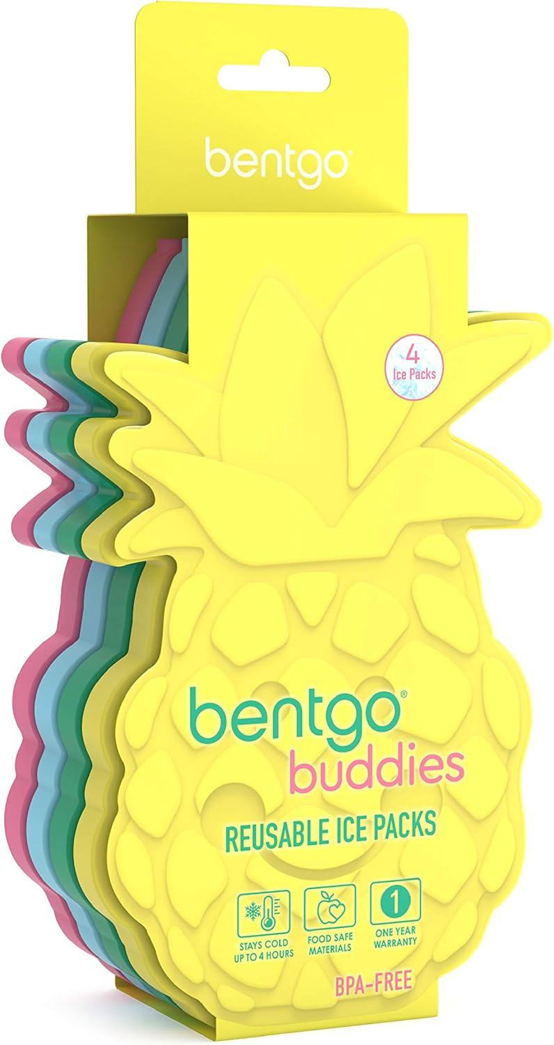 imageBentgo Buddies Reusable Ice Packs  Slim for Lunch Boxes Bags and Coolers Multicolored 4Pack UnicornTropical