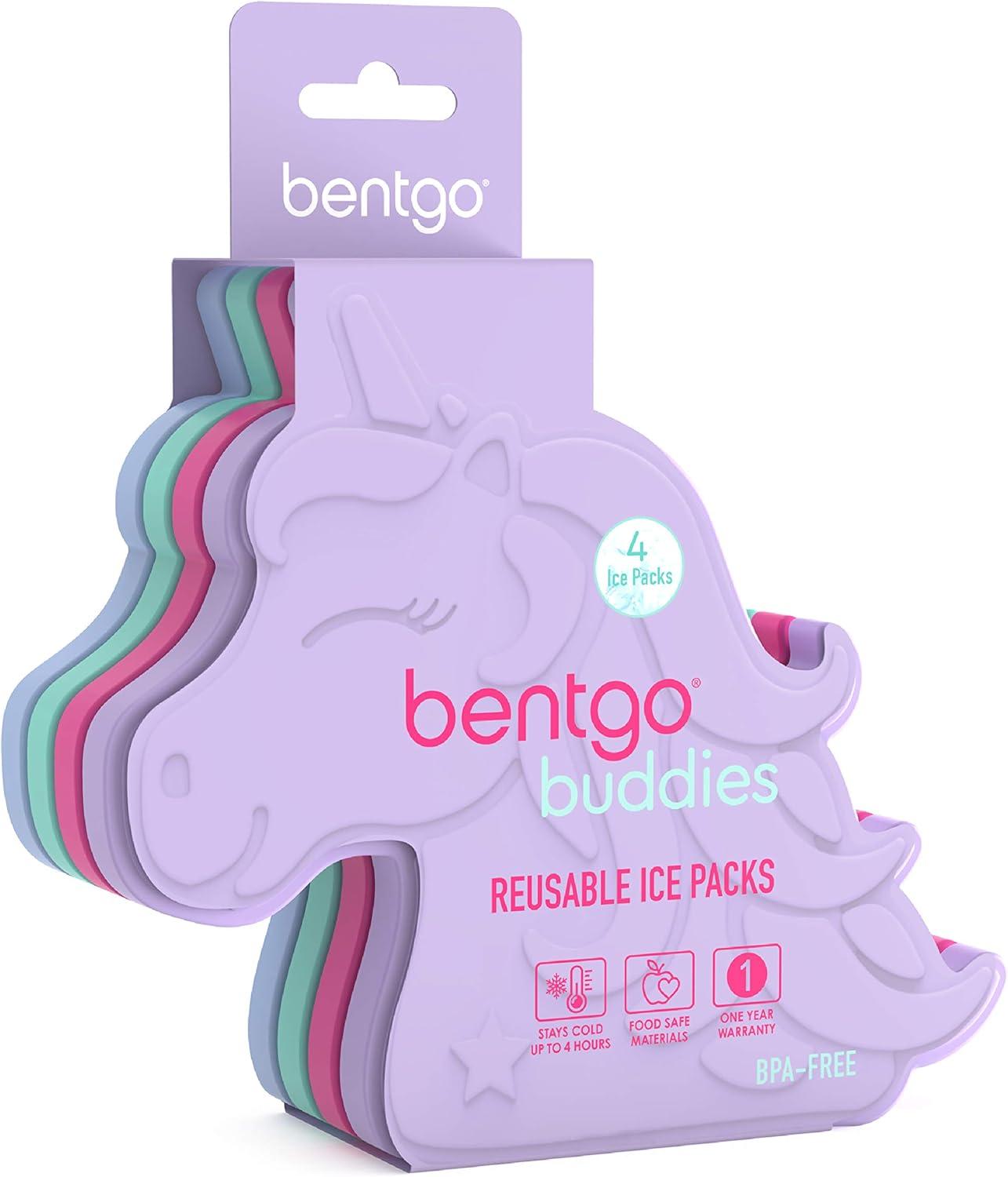 imageBentgo Buddies Reusable Ice Packs  Slim for Lunch Boxes Bags and Coolers Multicolored 4Pack UnicornUnicorn