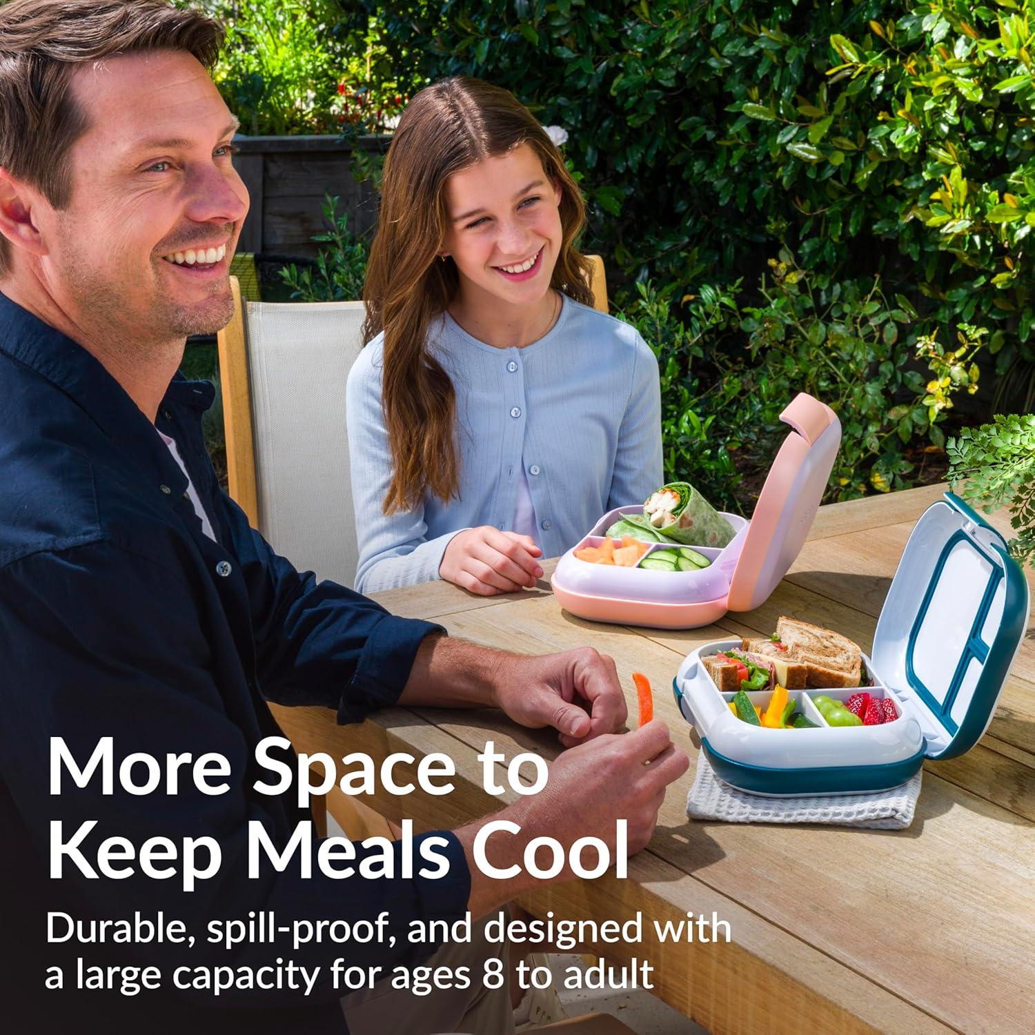 imageBentgo Chill Max LeakProof XL Lunch Box  Included Ice Pack Keeps Food Cold 5Cup Capacity for Ages 8 3 or 4 Compartment Bento Box BPAFree Dishwasher Safe Pink Cloud ampamp BlushLavender  Peach Blossom