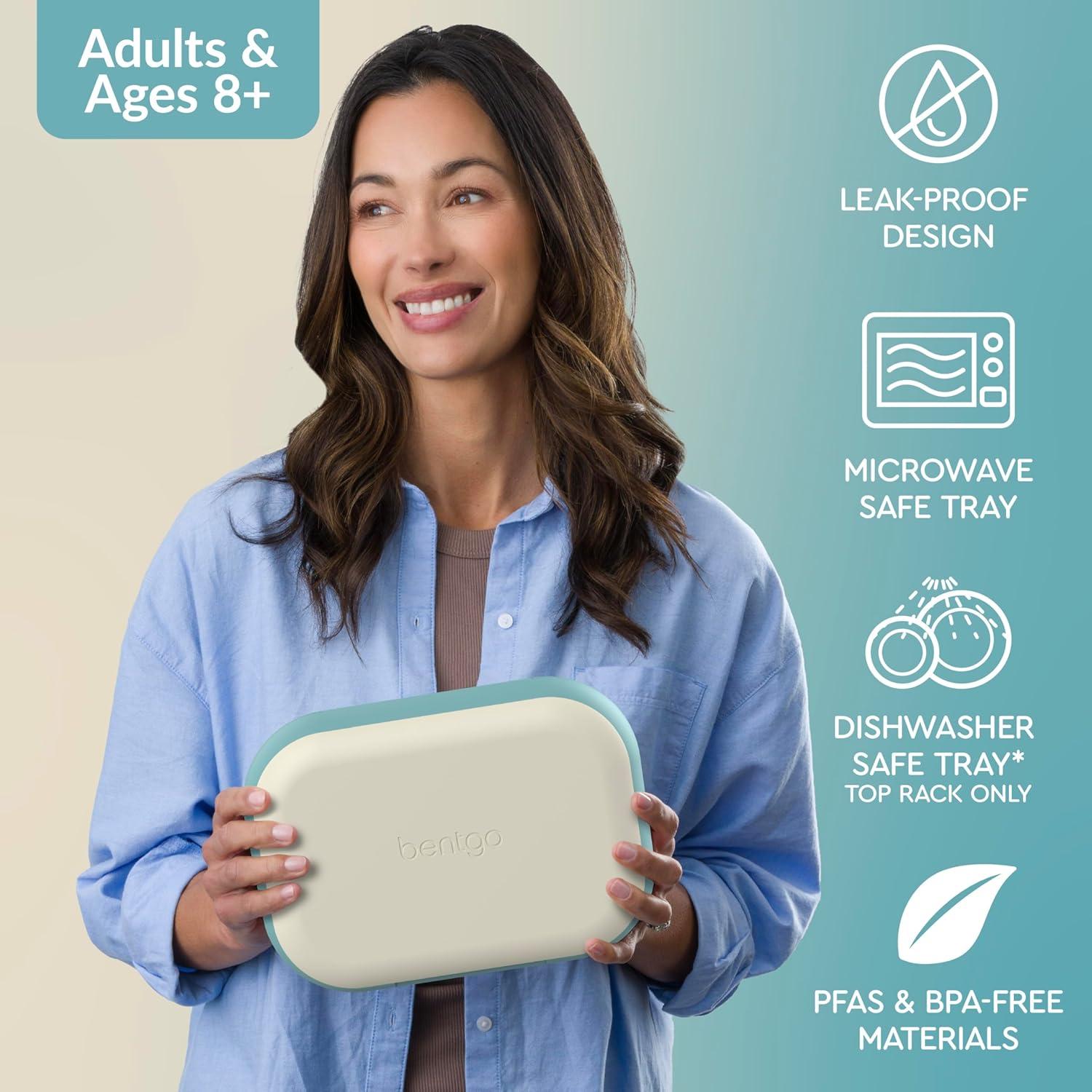 imageBentgo Chill Max LeakProof XL Lunch Box  Included Ice Pack Keeps Food Cold 5Cup Capacity for Ages 8 3 or 4 Compartment Bento Box BPAFree Dishwasher Safe Pink Cloud ampamp BlushBone  Glacier Blue