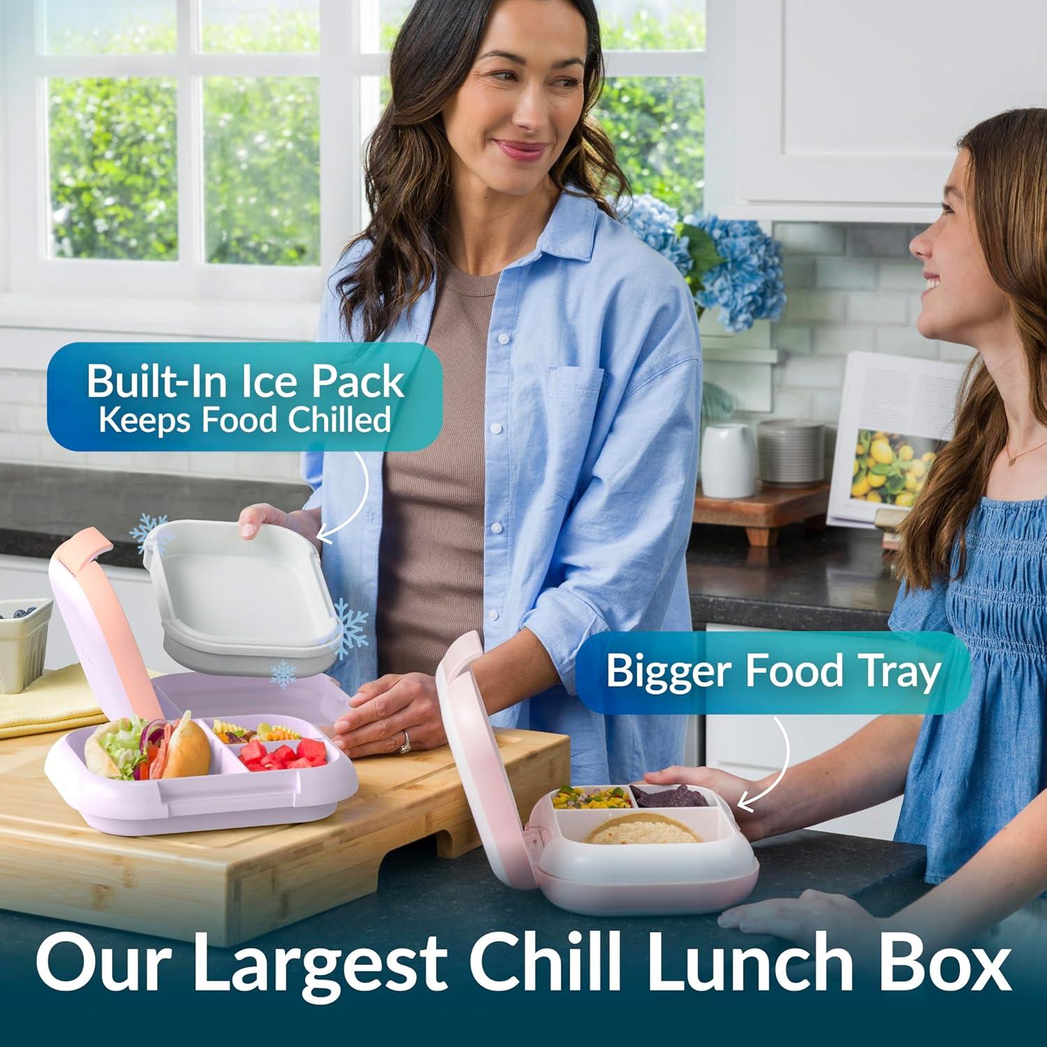 imageBentgo Chill Max LeakProof XL Lunch Box  Included Ice Pack Keeps Food Cold 5Cup Capacity for Ages 8 3 or 4 Compartment Bento Box BPAFree Dishwasher Safe Pink Cloud ampamp BlushLavender  Peach Blossom