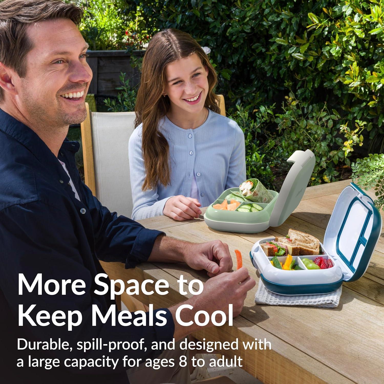 imageBentgo Chill Max LeakProof XL Lunch Box  Included Ice Pack Keeps Food Cold 5Cup Capacity for Ages 8 3 or 4 Compartment Bento Box BPAFree Dishwasher Safe Pink Cloud ampamp BlushFog  Deep Teal