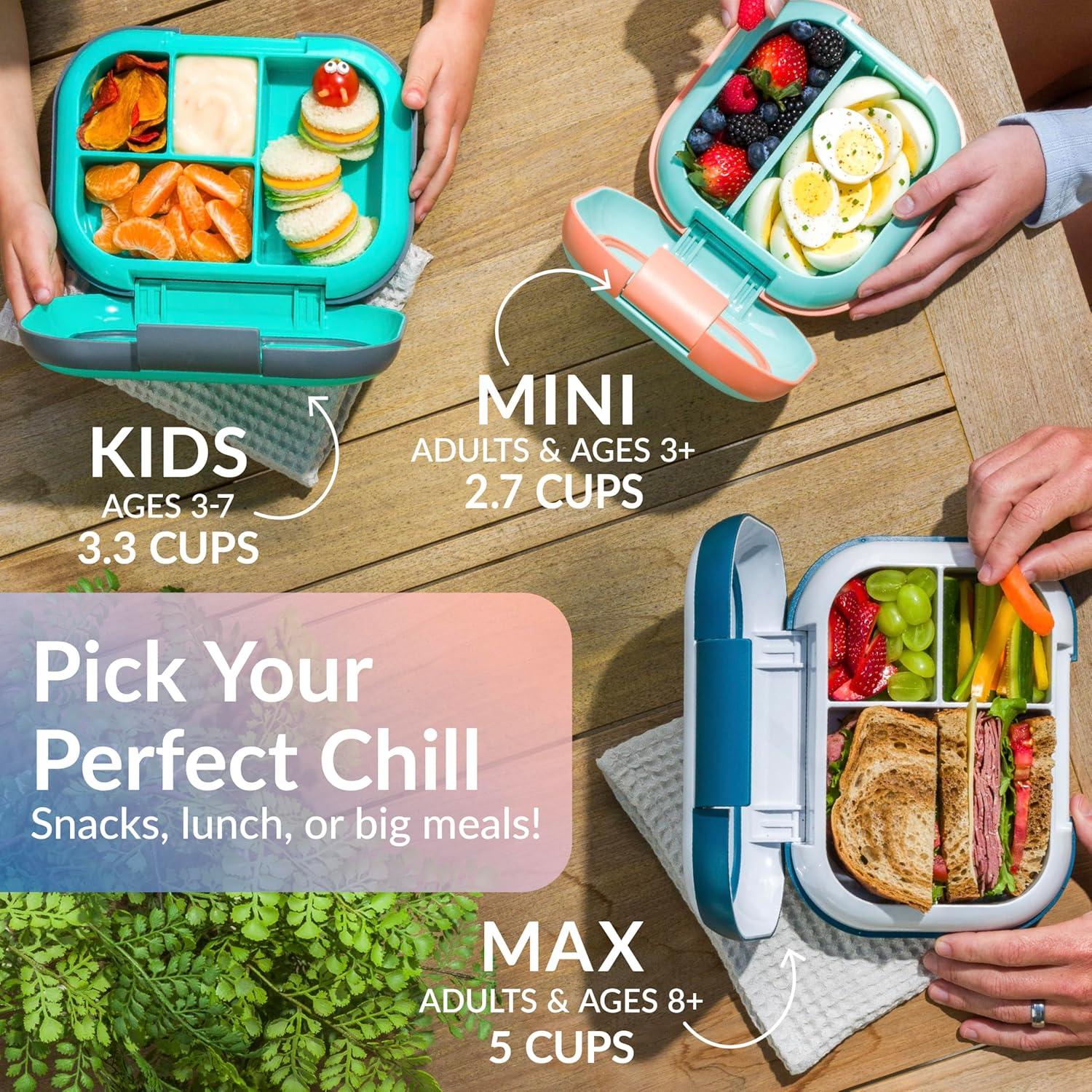 imageBentgo Chill Max LeakProof XL Lunch Box  Included Ice Pack Keeps Food Cold 5Cup Capacity for Ages 8 3 or 4 Compartment Bento Box BPAFree Dishwasher Safe Pink Cloud ampamp BlushLavender  Peach Blossom