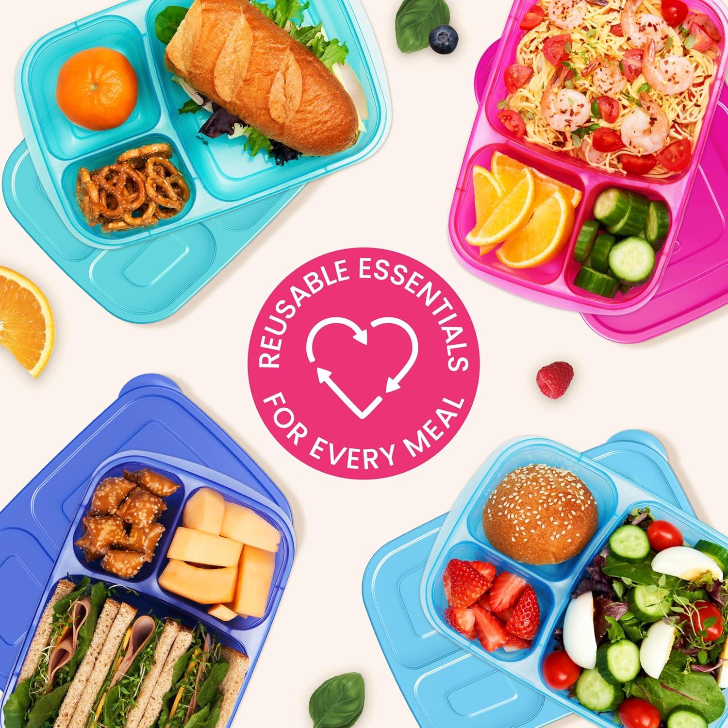 imageBentgo Easyboxes  Original Stackable Lunch Boxes  Reusable 3Compartment Food Containers for Kids and Adults  Bento Lunch Box for Meal Prep School ampamp Work  BPA Free Set of 4 ClassicJewel Brights