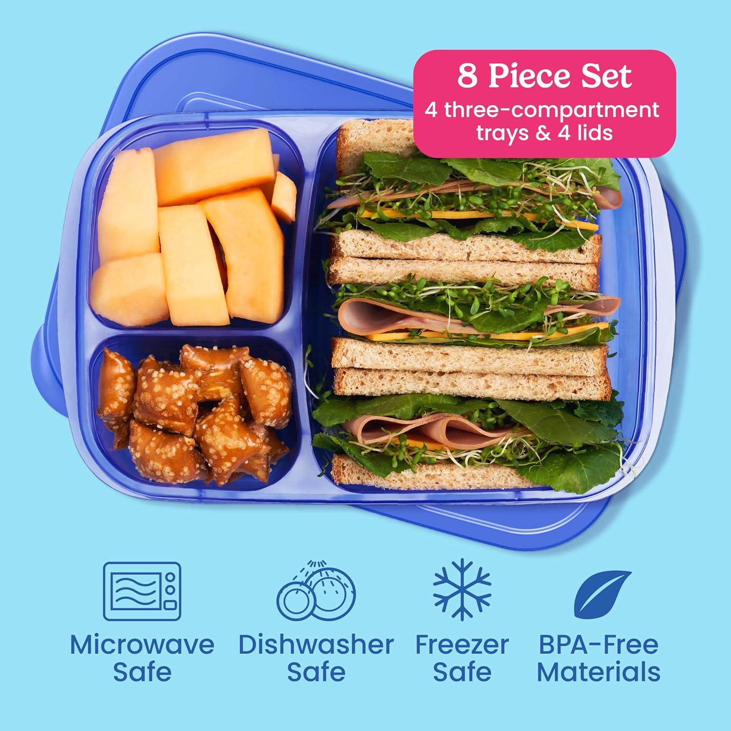 imageBentgo Easyboxes  Original Stackable Lunch Boxes  Reusable 3Compartment Food Containers for Kids and Adults  Bento Lunch Box for Meal Prep School ampamp Work  BPA Free Set of 4 ClassicJewel Brights