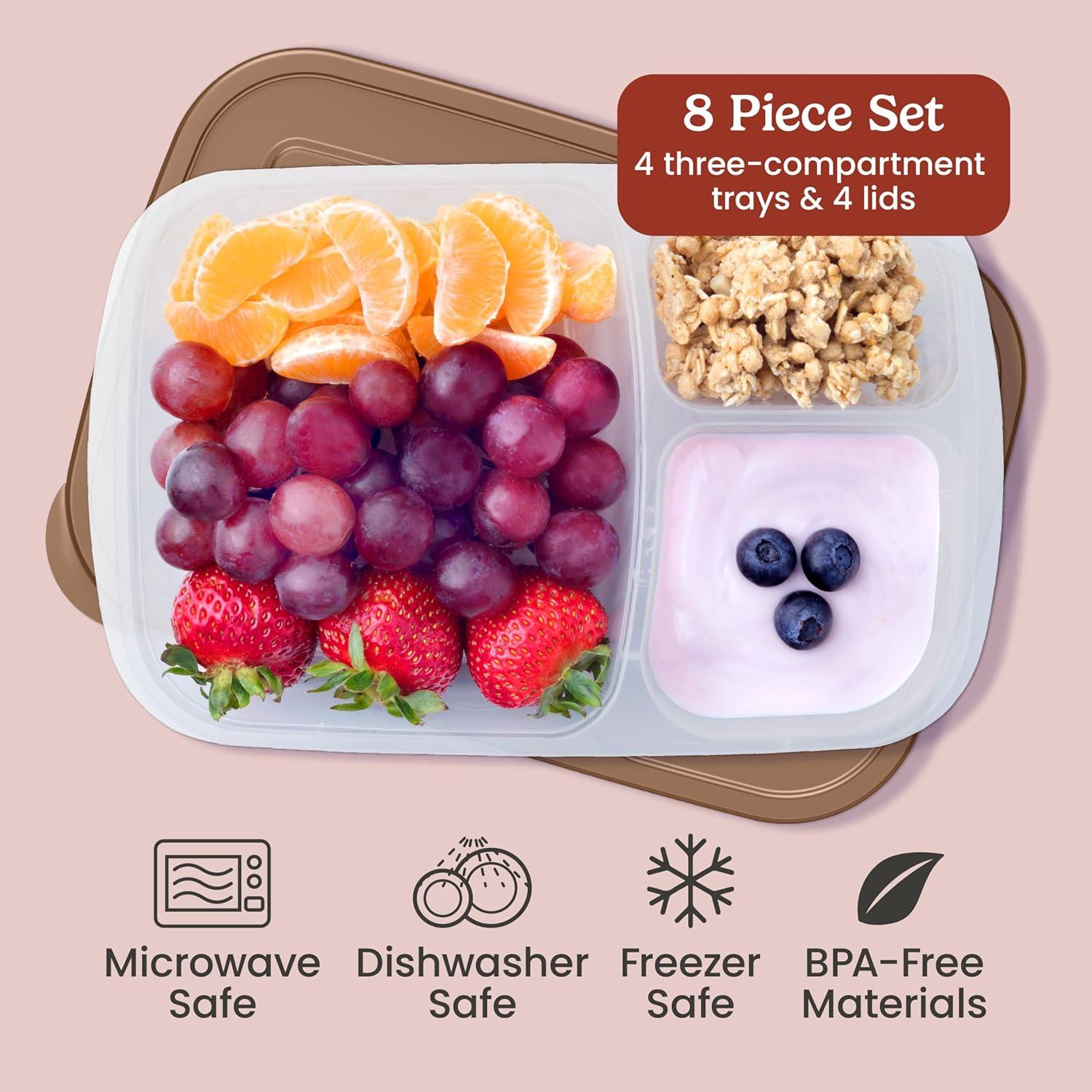 imageBentgo Easyboxes  Original Stackable Lunch Boxes  Reusable 3Compartment Food Containers for Kids and Adults  Bento Lunch Box for Meal Prep School ampamp Work  BPA Free Set of 4 ClassicEarth Tones