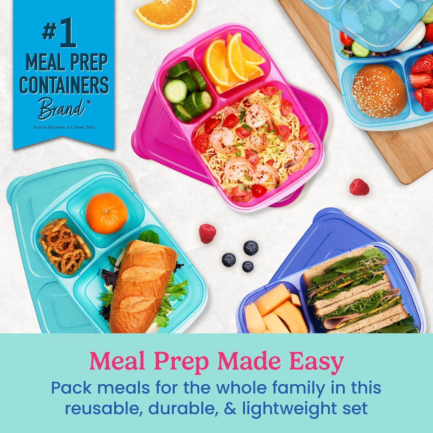 imageBentgo Easyboxes  Original Stackable Lunch Boxes  Reusable 3Compartment Food Containers for Kids and Adults  Bento Lunch Box for Meal Prep School ampamp Work  BPA Free Set of 4 ClassicJewel Brights