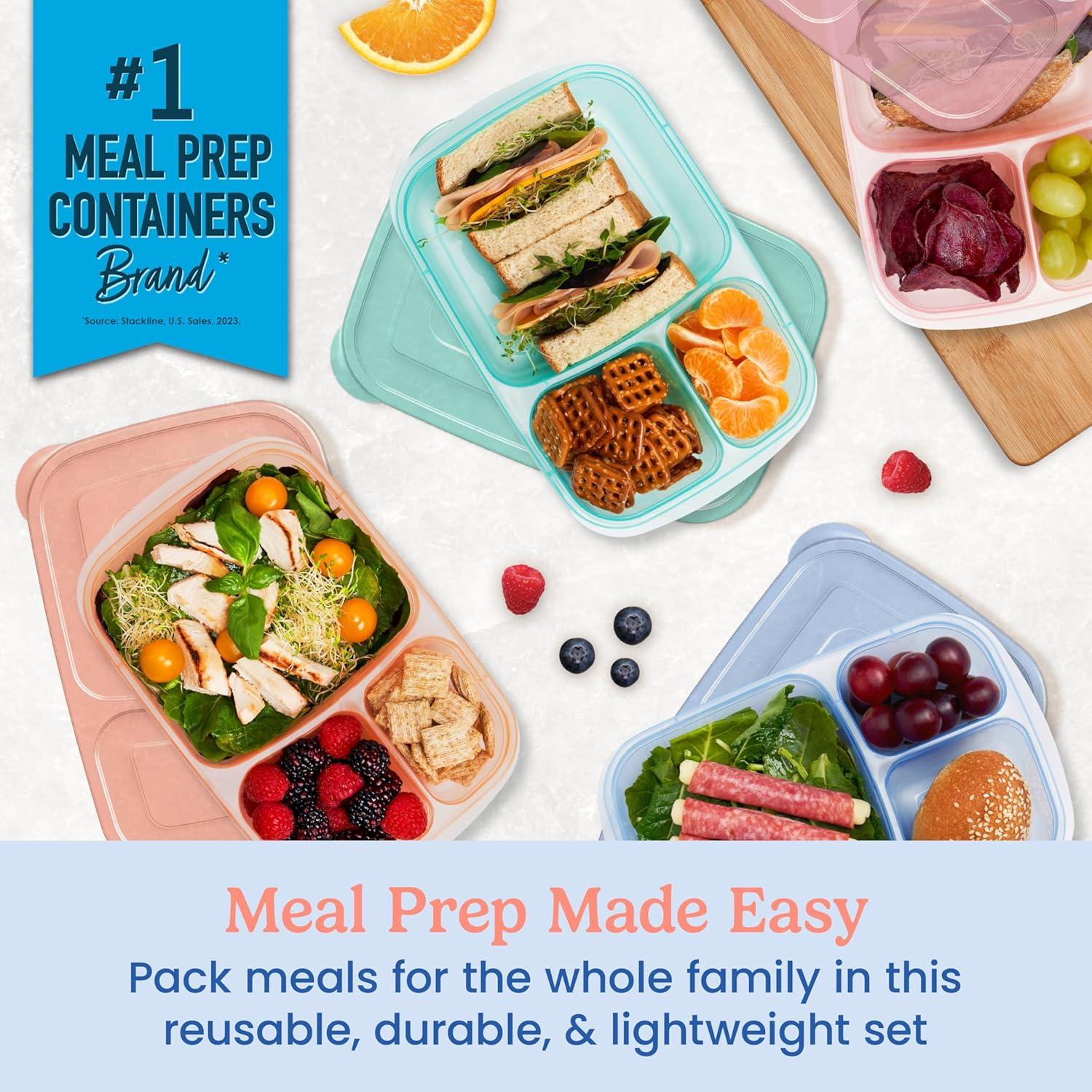imageBentgo Easyboxes  Original Stackable Lunch Boxes  Reusable 3Compartment Food Containers for Kids and Adults  Bento Lunch Box for Meal Prep School ampamp Work  BPA Free Set of 4 ClassicPastels