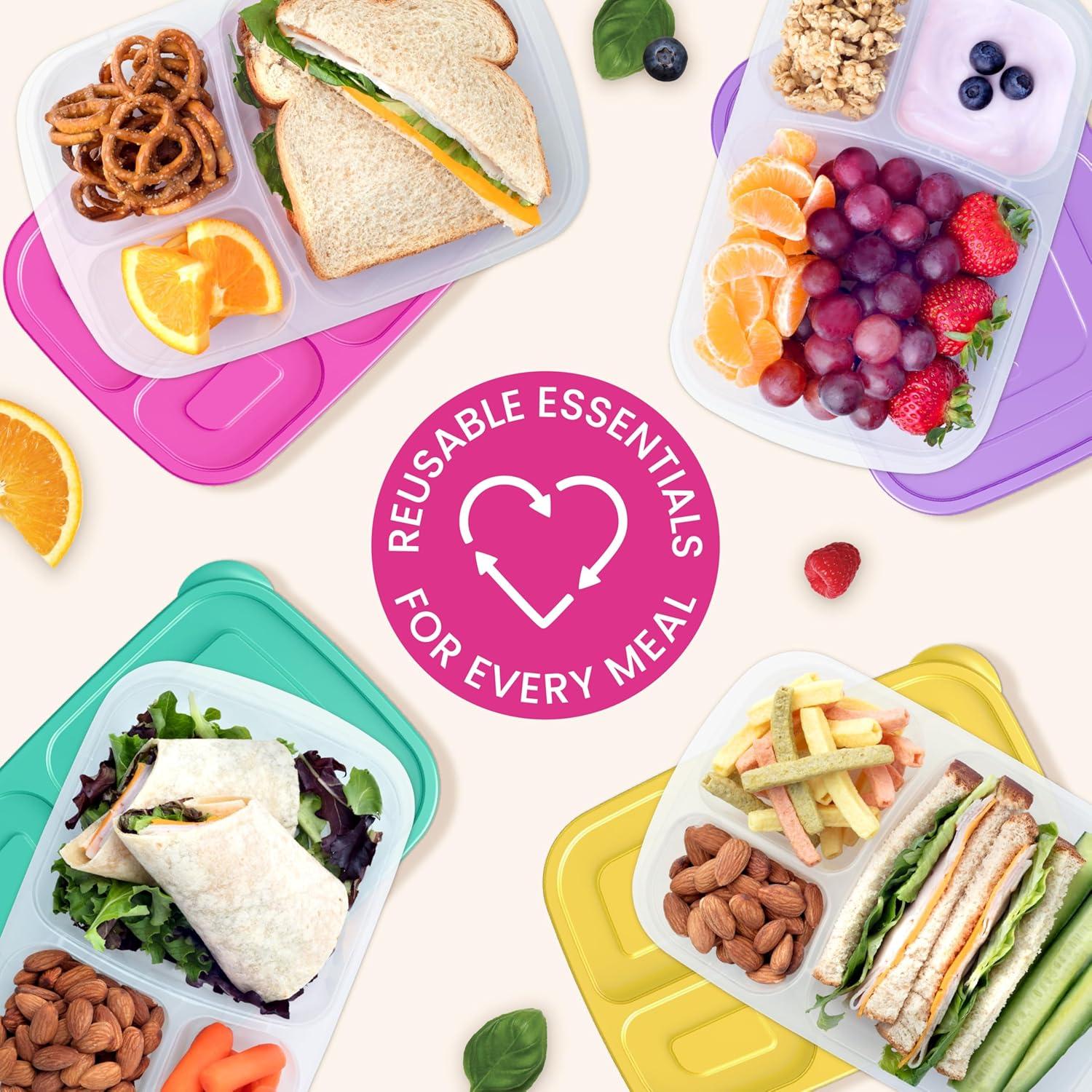 imageBentgo Easyboxes  Original Stackable Lunch Boxes  Reusable 3Compartment Food Containers for Kids and Adults  Bento Lunch Box for Meal Prep School ampamp Work  BPA Free Set of 4 ClassicBrights