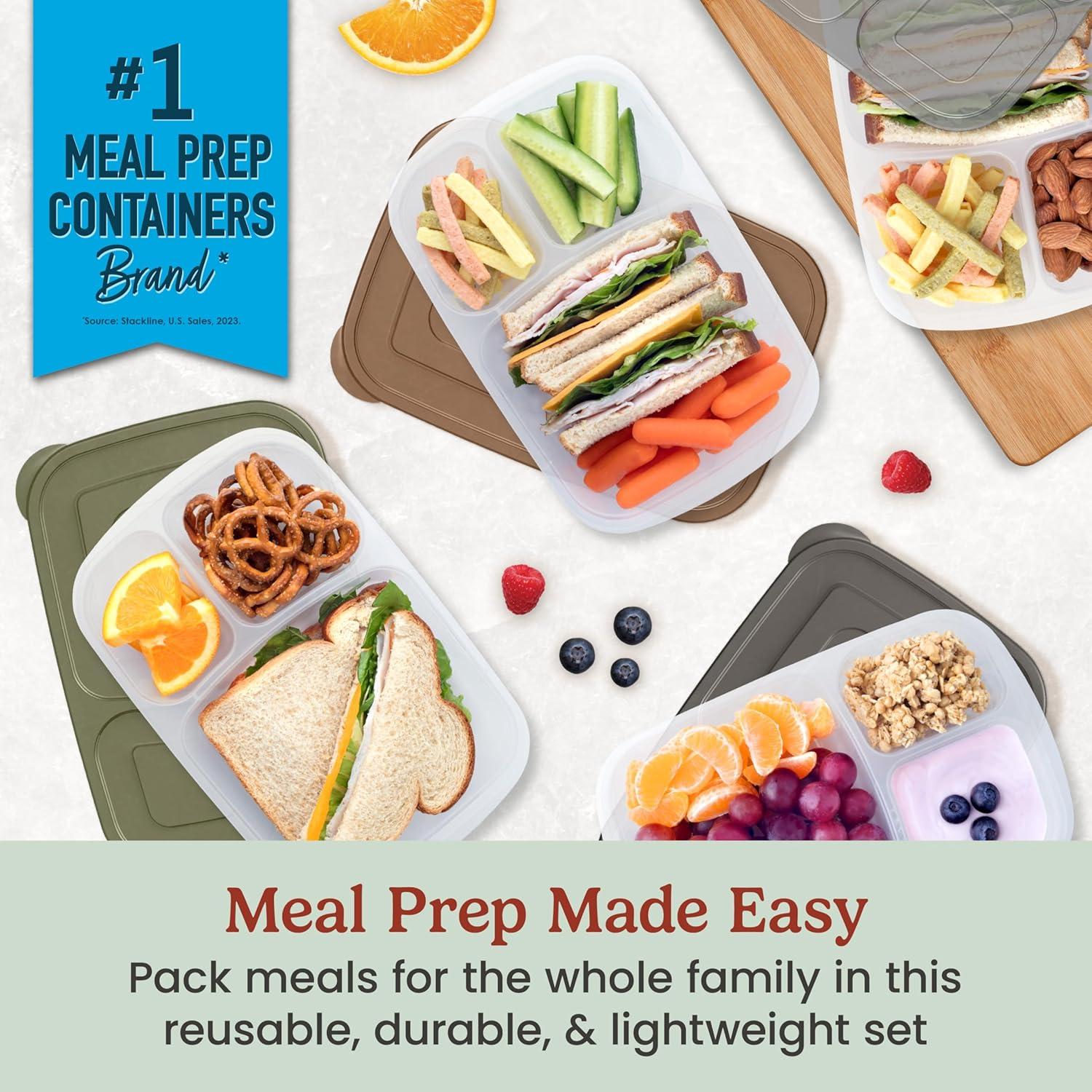 imageBentgo Easyboxes  Original Stackable Lunch Boxes  Reusable 3Compartment Food Containers for Kids and Adults  Bento Lunch Box for Meal Prep School ampamp Work  BPA Free Set of 4 ClassicEarth Tones