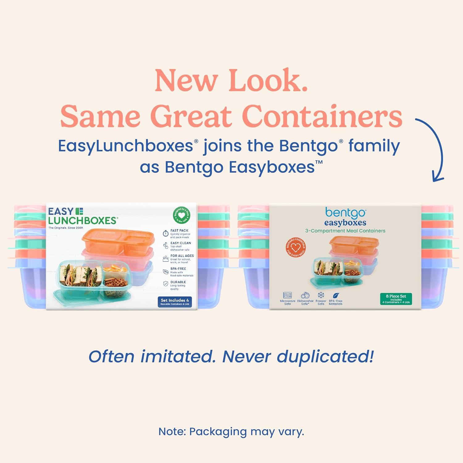 imageBentgo Easyboxes  Original Stackable Lunch Boxes  Reusable 3Compartment Food Containers for Kids and Adults  Bento Lunch Box for Meal Prep School ampamp Work  BPA Free Set of 4 ClassicPastels