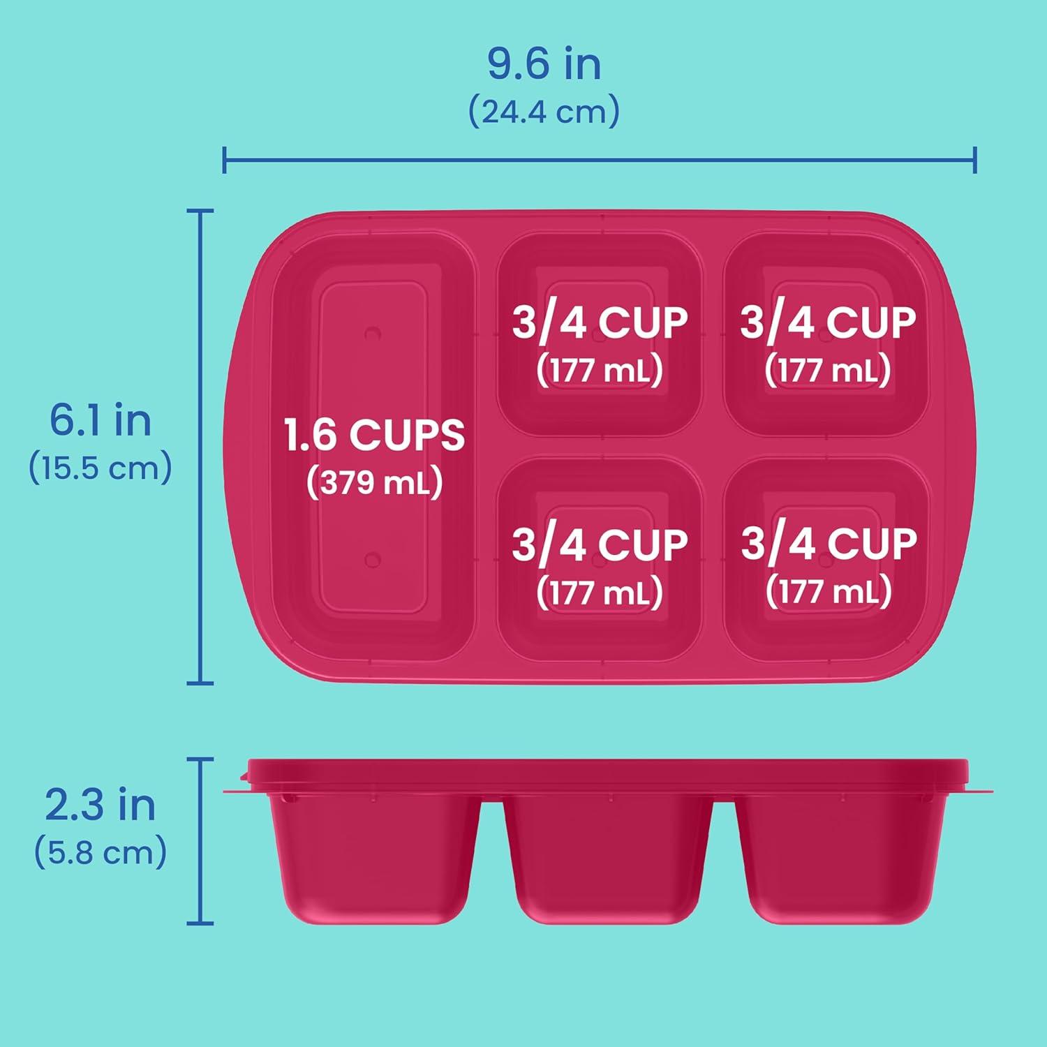 imageBentgo Easyboxes  Reusable 5Compartment Food Containers Stackable 8Piece Set 4 Trays ampamp 4 Lids BPAFree Food Storage for Meal Prep School ampamp Work Lunch Boxes wPatented Design Jewel BrightsJewel Brights