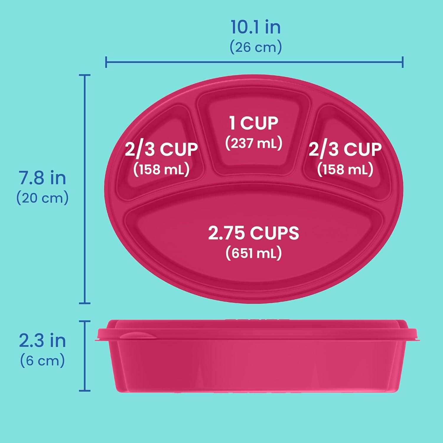 imageBentgo Easyboxes 4Compartment Oval Containers  Patented Design 8Piece Set 4 Trays ampamp 4 Fitted Lids Seal in Freshness Reusable Food Storage ampamp Meal Prep BPAFree Containers ClassicJewel Brights