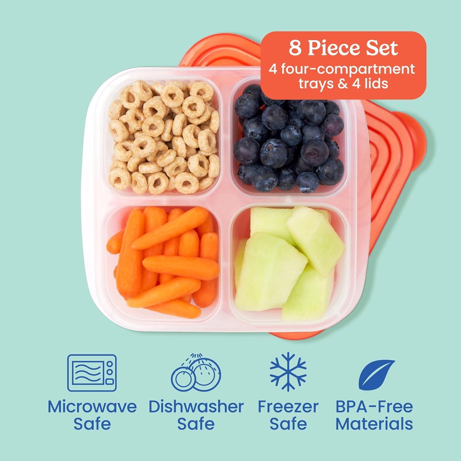 imageBentgo Easyboxes 4Compartment Snack Containers  8Piece Set with 4 Trays ampamp 4 CustomFit Lids to Seal in Freshness  Reusable Food Storage ampamp Meal Prep Bento BPAFree Containers Jewel BrightsClassic