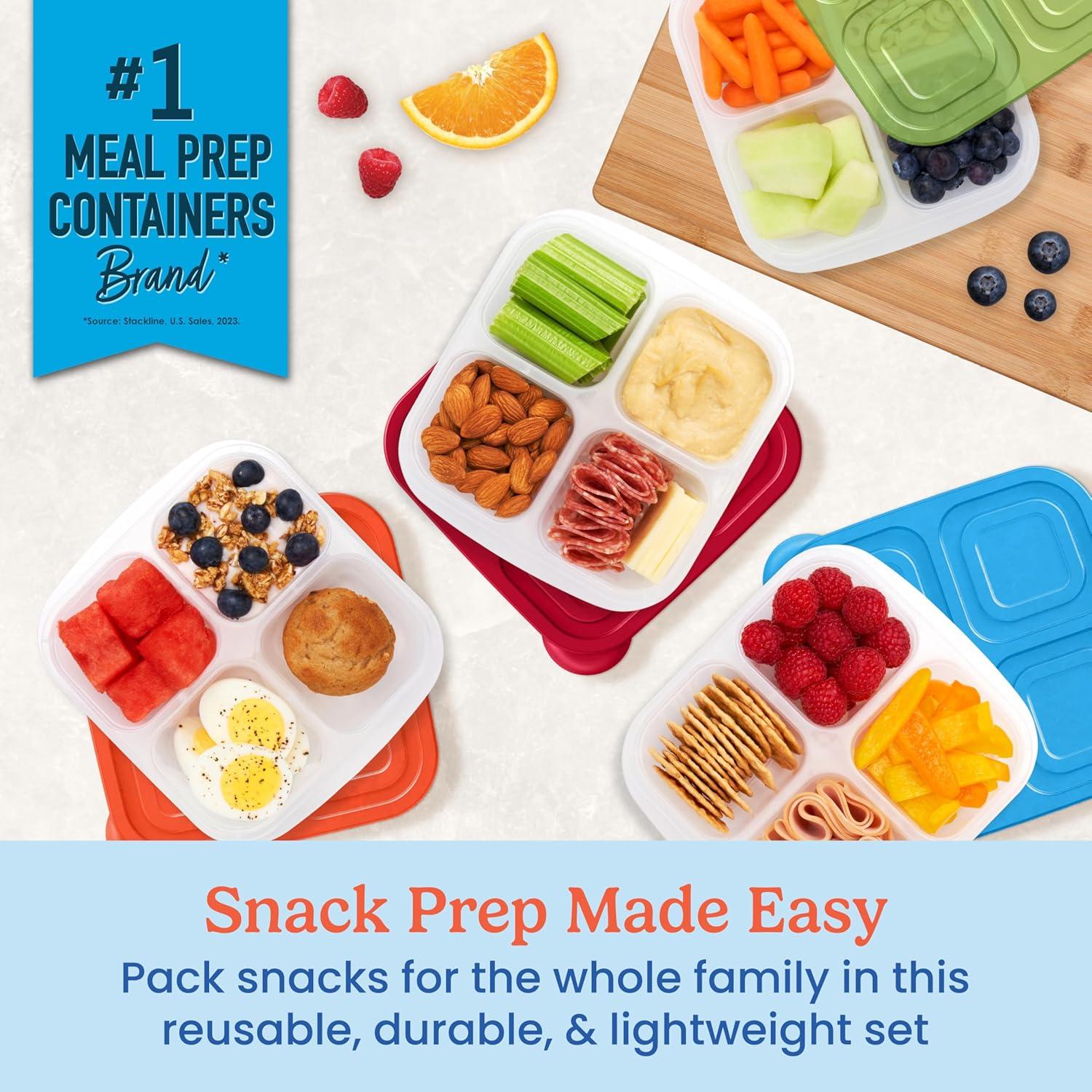 imageBentgo Easyboxes 4Compartment Snack Containers  8Piece Set with 4 Trays ampamp 4 CustomFit Lids to Seal in Freshness  Reusable Food Storage ampamp Meal Prep Bento BPAFree Containers Jewel BrightsClassic