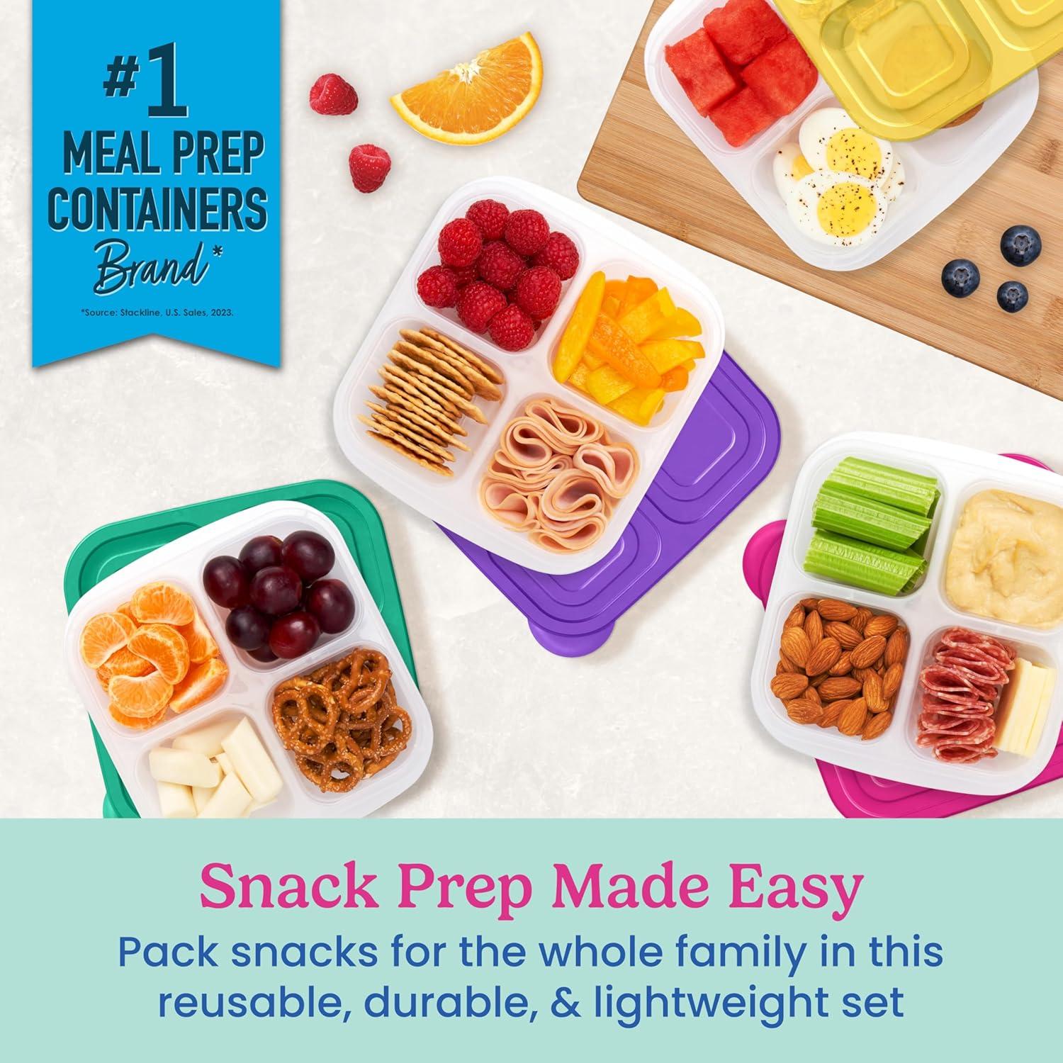 imageBentgo Easyboxes 4Compartment Snack Containers  8Piece Set with 4 Trays ampamp 4 CustomFit Lids to Seal in Freshness  Reusable Food Storage ampamp Meal Prep Bento BPAFree Containers Jewel BrightsBrights