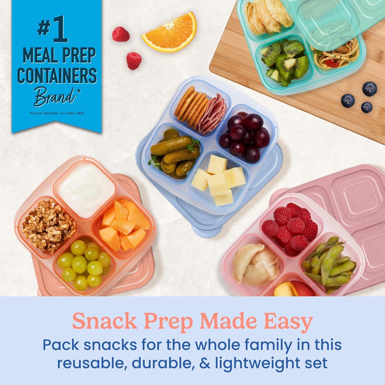 imageBentgo Easyboxes 4Compartment Snack Containers  8Piece Set with 4 Trays ampamp 4 CustomFit Lids to Seal in Freshness  Reusable Food Storage ampamp Meal Prep Bento BPAFree Containers Jewel BrightsPastels