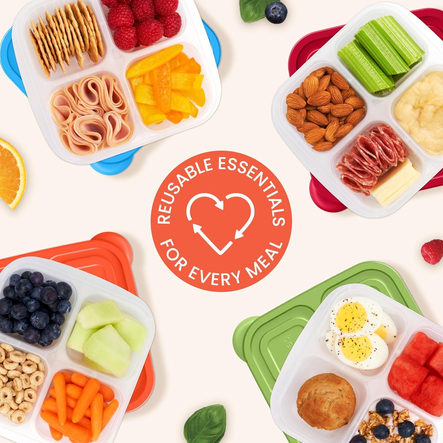imageBentgo Easyboxes 4Compartment Snack Containers  8Piece Set with 4 Trays ampamp 4 CustomFit Lids to Seal in Freshness  Reusable Food Storage ampamp Meal Prep Bento BPAFree Containers Jewel BrightsClassic