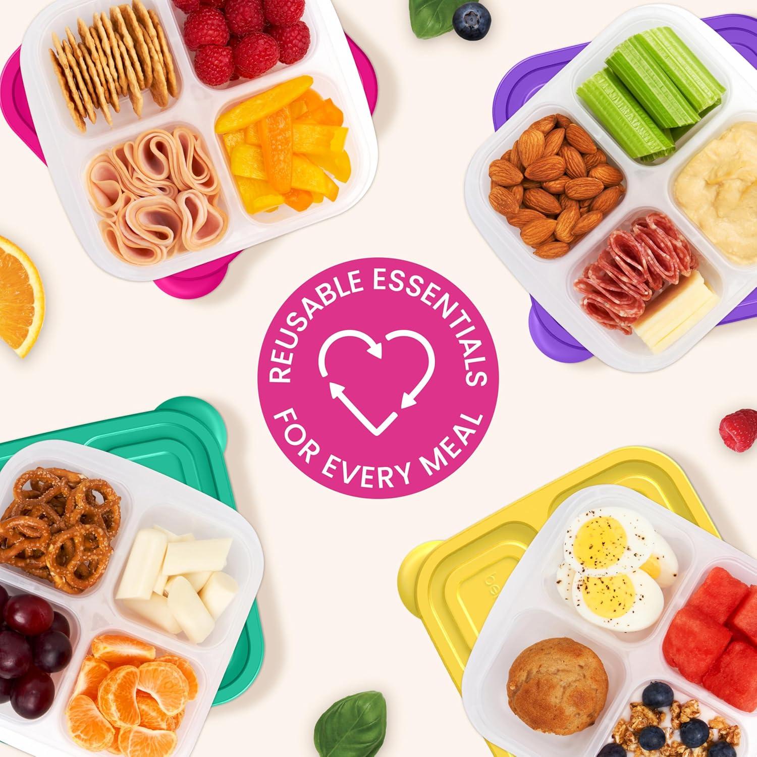 imageBentgo Easyboxes 4Compartment Snack Containers  8Piece Set with 4 Trays ampamp 4 CustomFit Lids to Seal in Freshness  Reusable Food Storage ampamp Meal Prep Bento BPAFree Containers Jewel BrightsBrights