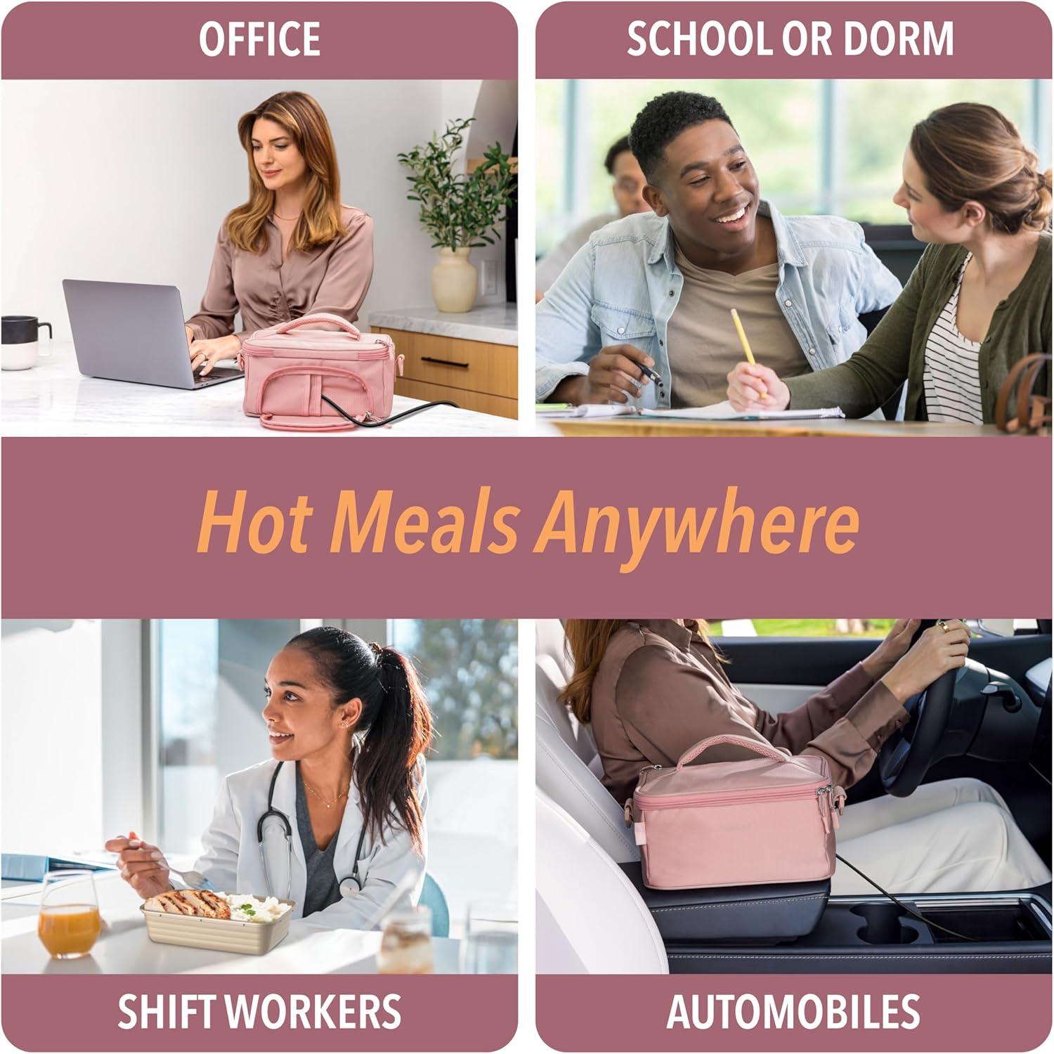 imageBentgo Heat  Electric Lunch Bag ampamp Food Warmer for Reheating Meals in Car at Work ampamp More  Heated Lunch Box Warmer for Adults Students ampamp Shift Workers 12V24V Auto ampamp 120V Wall Cords SandBlush