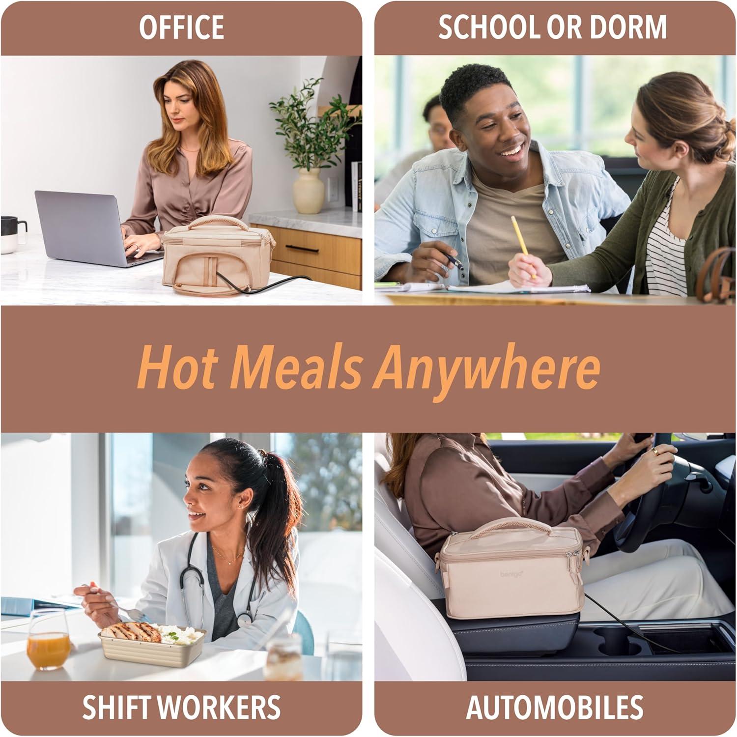 imageBentgo Heat  Electric Lunch Bag ampamp Food Warmer for Reheating Meals in Car at Work ampamp More  Heated Lunch Box Warmer for Adults Students ampamp Shift Workers 12V24V Auto ampamp 120V Wall Cords SandSand