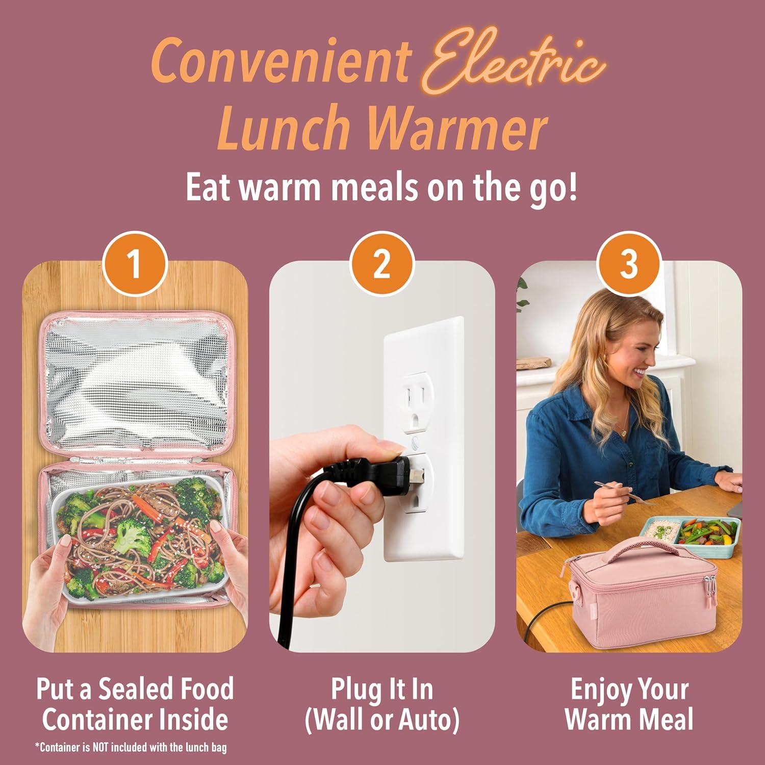 imageBentgo Heat  Electric Lunch Bag ampamp Food Warmer for Reheating Meals in Car at Work ampamp More  Heated Lunch Box Warmer for Adults Students ampamp Shift Workers 12V24V Auto ampamp 120V Wall Cords SandBlush