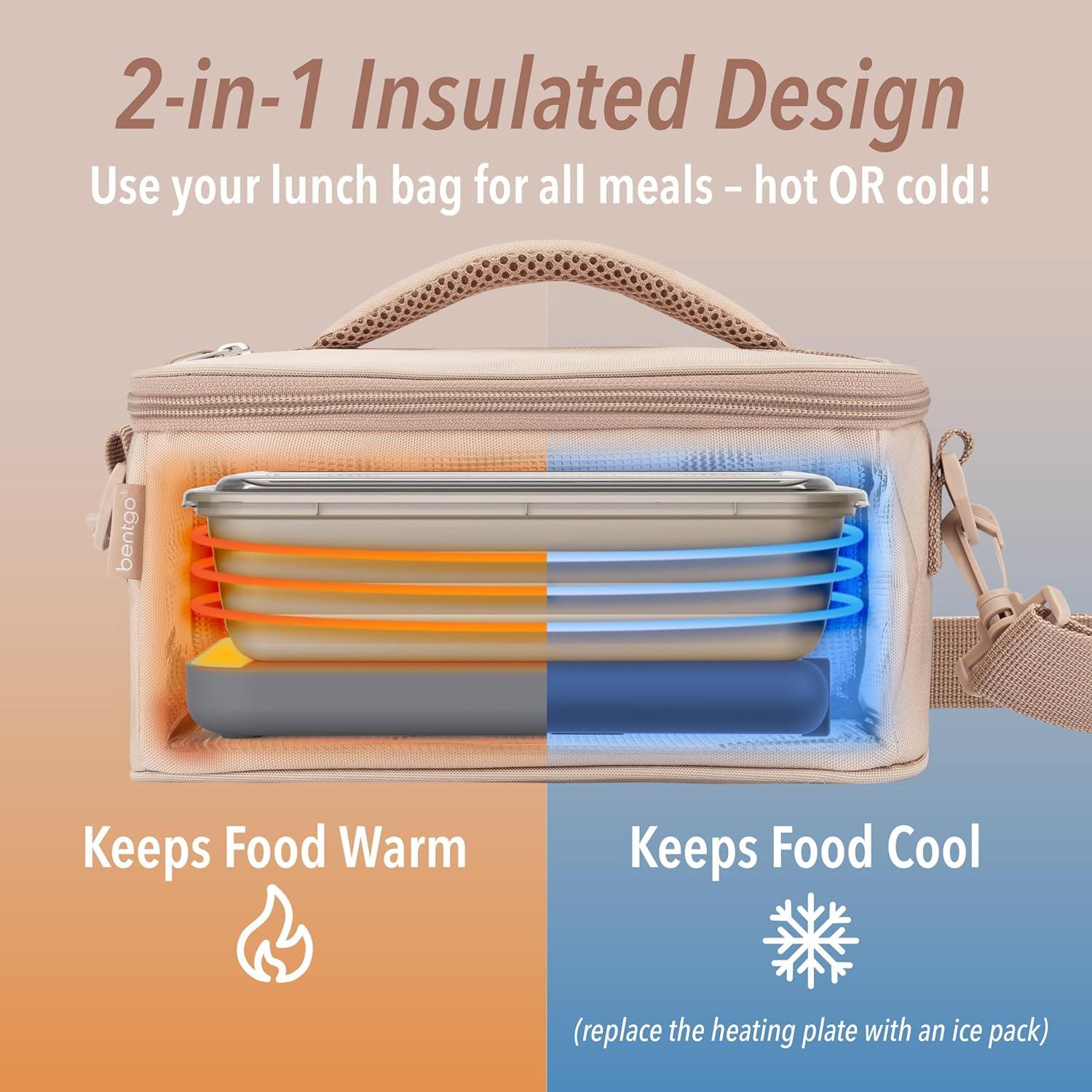 imageBentgo Heat  Electric Lunch Bag ampamp Food Warmer for Reheating Meals in Car at Work ampamp More  Heated Lunch Box Warmer for Adults Students ampamp Shift Workers 12V24V Auto ampamp 120V Wall Cords SandSand
