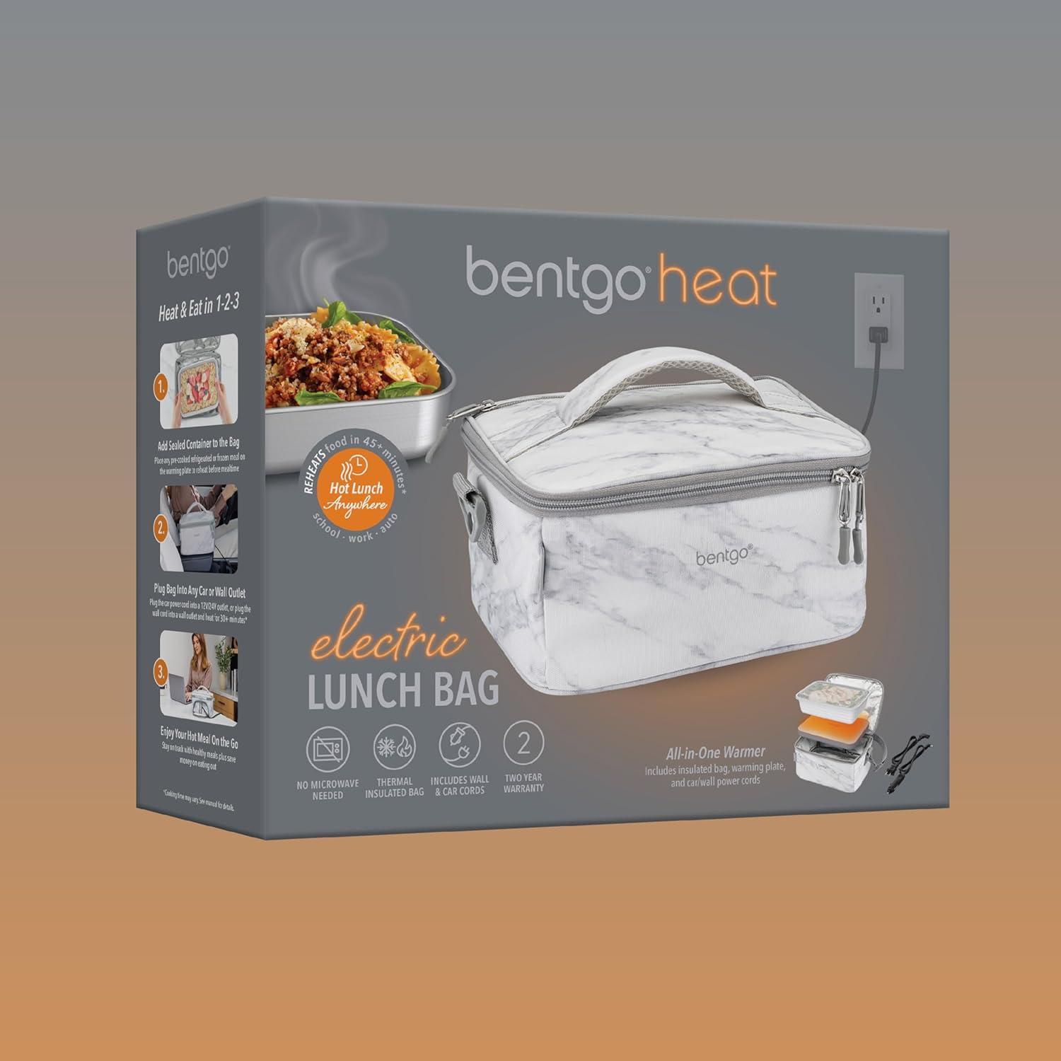 imageBentgo Heat  Electric Lunch Bag ampamp Food Warmer for Reheating Meals in Car at Work ampamp More  Heated Lunch Box Warmer for Adults Students ampamp Shift Workers 12V24V Auto ampamp 120V Wall Cords SandWhite Marble