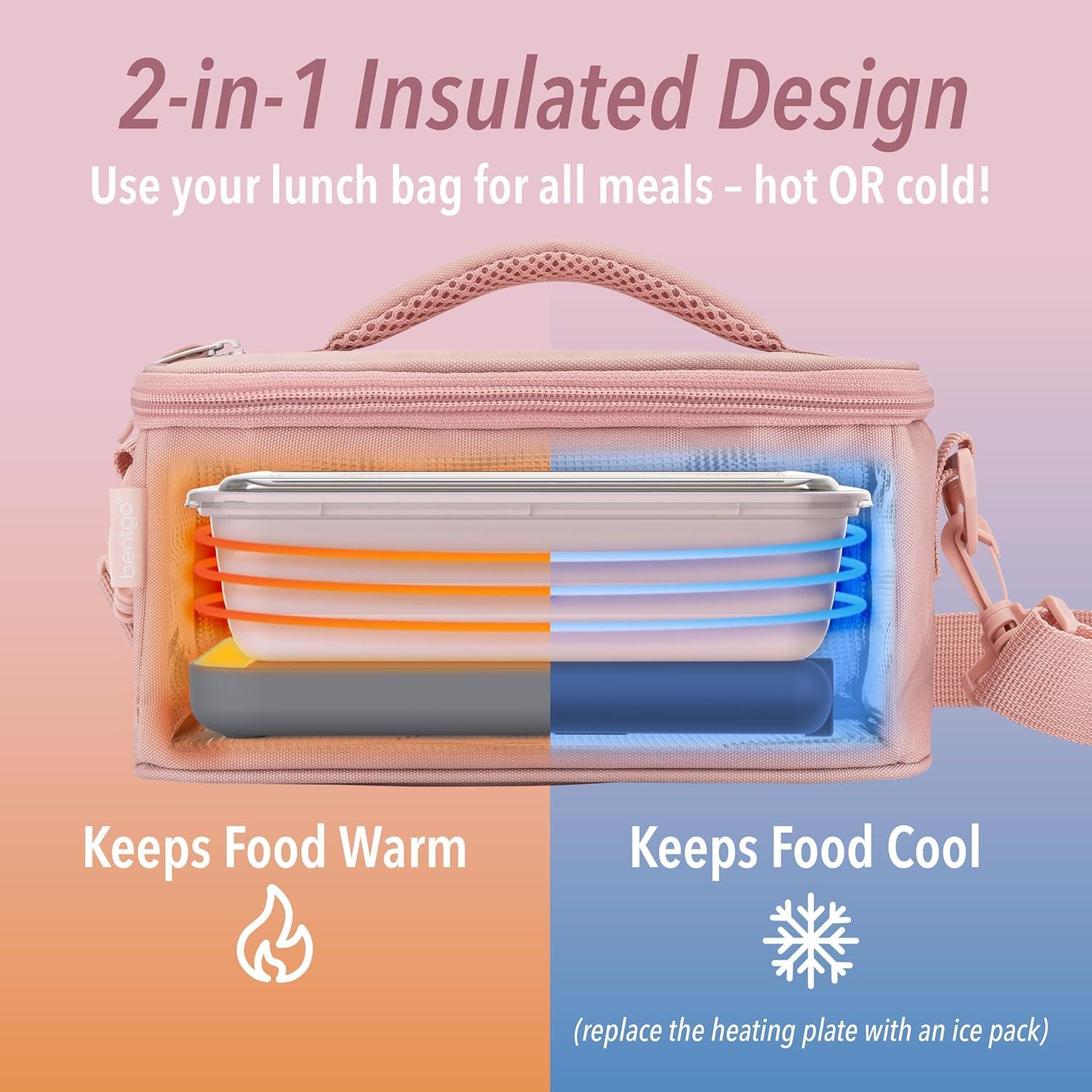 imageBentgo Heat  Electric Lunch Bag ampamp Food Warmer for Reheating Meals in Car at Work ampamp More  Heated Lunch Box Warmer for Adults Students ampamp Shift Workers 12V24V Auto ampamp 120V Wall Cords SandBlush