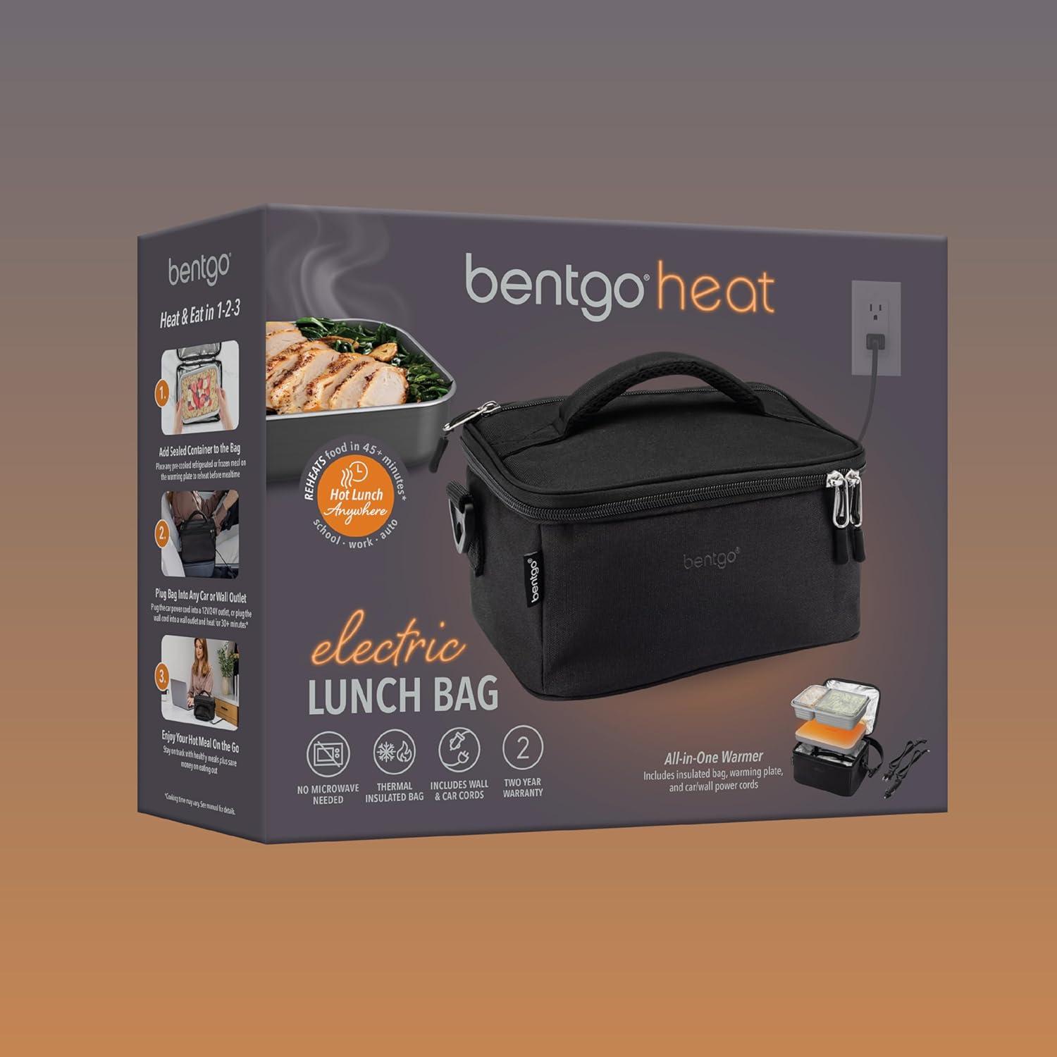 imageBentgo Heat  Electric Lunch Bag ampamp Food Warmer for Reheating Meals in Car at Work ampamp More  Heated Lunch Box Warmer for Adults Students ampamp Shift Workers 12V24V Auto ampamp 120V Wall Cords SandCarbon Black