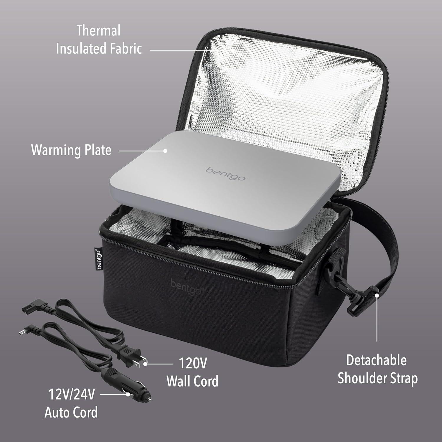 imageBentgo Heat  Electric Lunch Bag ampamp Food Warmer for Reheating Meals in Car at Work ampamp More  Heated Lunch Box Warmer for Adults Students ampamp Shift Workers 12V24V Auto ampamp 120V Wall Cords SandCarbon Black