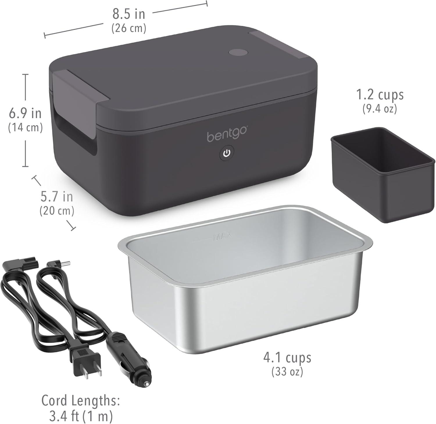 imageBentgo Heat  Electric Lunch Box  Portable Food Warmer for Adults Heated Lunch Box for Work Travel School ampamp On the Go Plug Into Wall or Car Ideal for Ages 14 12V24V ampamp 120V Cords Pink SpiceObsidian