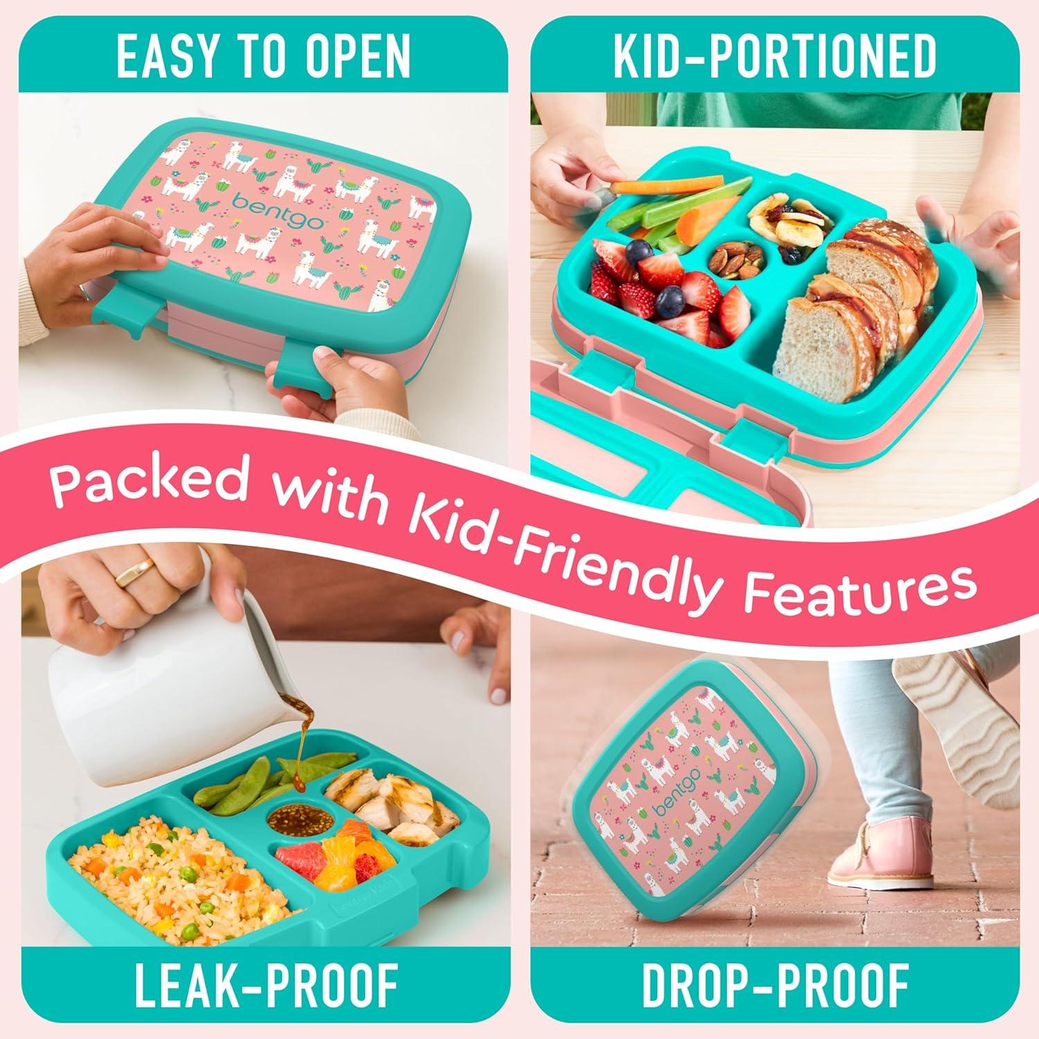 imageBentgo Kids 5Compartment LeakProof BentoStyle Lunch Box Whimsy ampamp Wonder Collection  Ideal for Ages 37 DropProof ampamp Durable Dishwasher Safe ampamp PFAS ampamp BPAFree Materials WavyLlamas