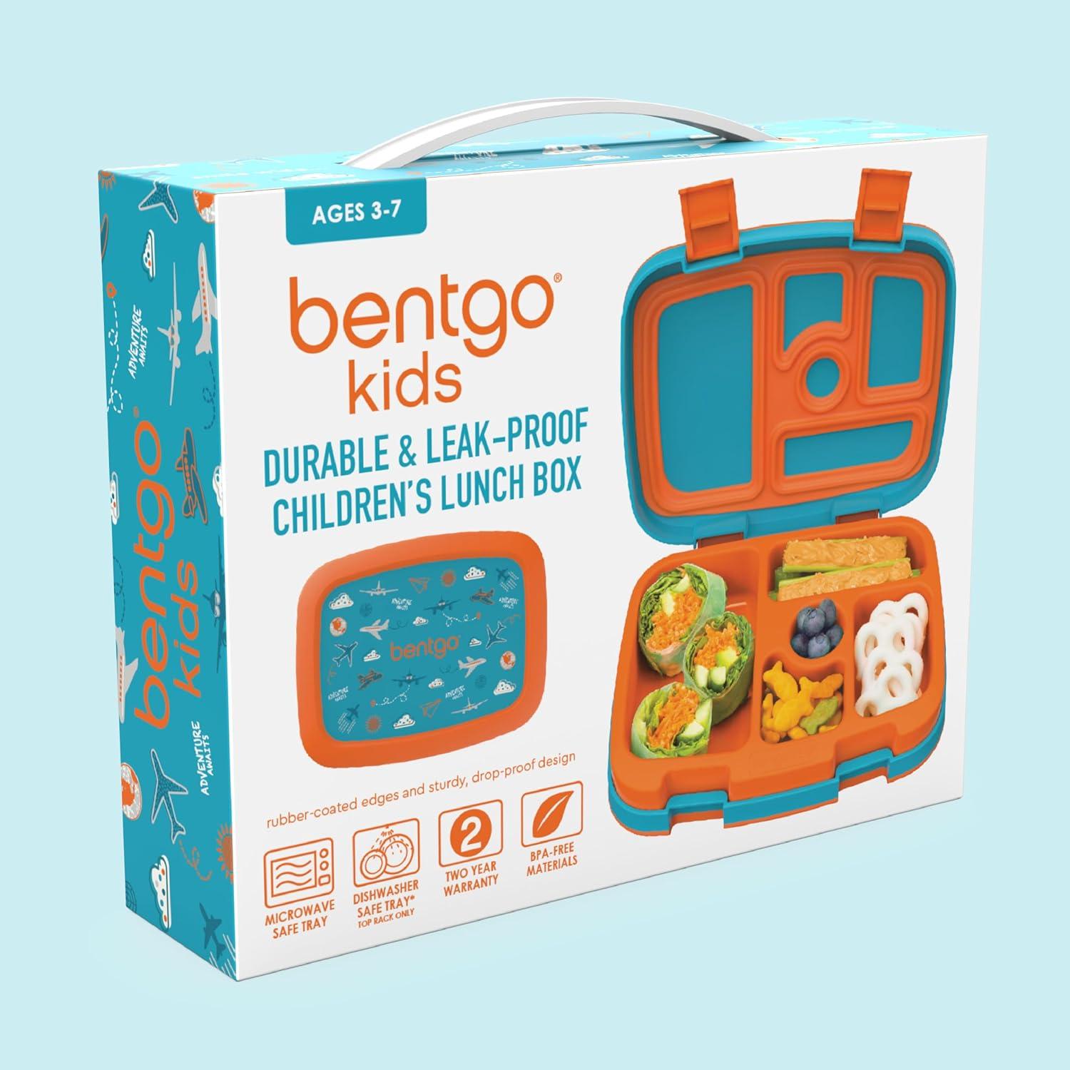 imageBentgo Kids 5Compartment LeakProof BentoStyle Lunch Box Whimsy ampamp Wonder Collection  Ideal for Ages 37 DropProof ampamp Durable Dishwasher Safe ampamp PFAS ampamp BPAFree Materials WavyPlanes