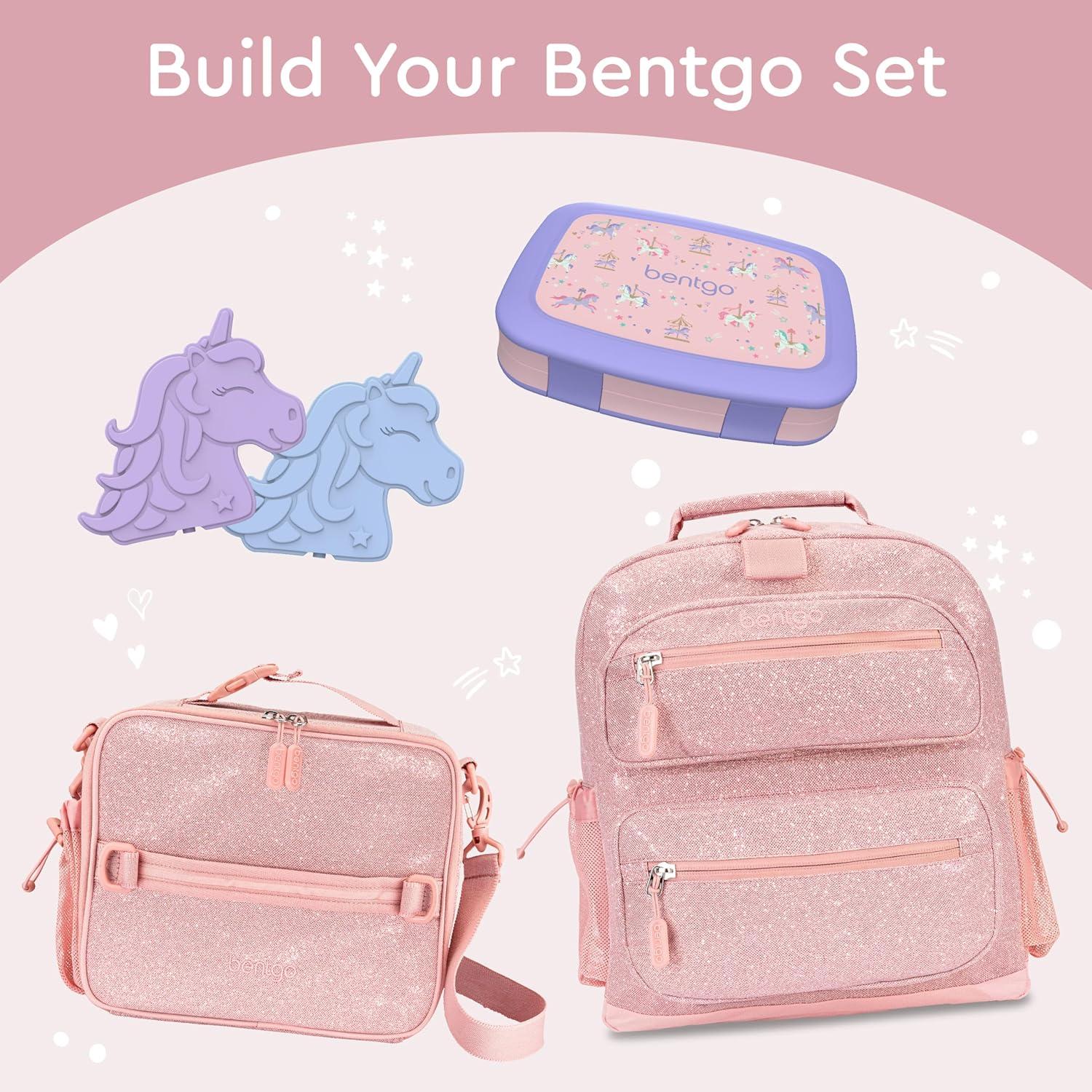 imageBentgo Kids 5Compartment LeakProof BentoStyle Lunch Box Whimsy ampamp Wonder Collection  Ideal for Ages 37 DropProof ampamp Durable Dishwasher Safe ampamp PFAS ampamp BPAFree Materials WavyCarousel Unicorns