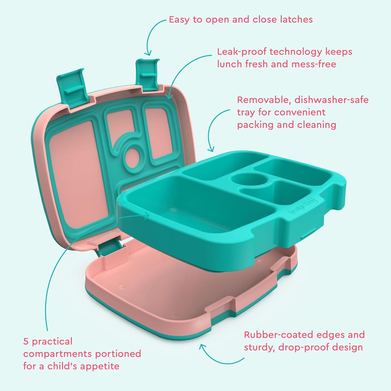 imageBentgo Kids 5Compartment LeakProof BentoStyle Lunch Box Whimsy ampamp Wonder Collection  Ideal for Ages 37 DropProof ampamp Durable Dishwasher Safe ampamp PFAS ampamp BPAFree Materials WavyLlamas