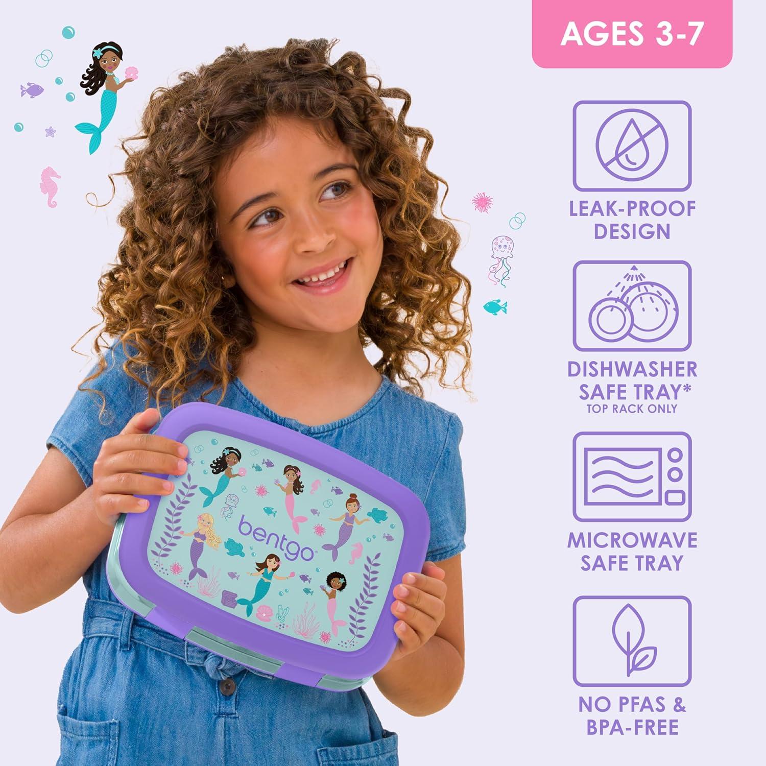 imageBentgo Kids 5Compartment LeakProof BentoStyle Lunch Box Whimsy ampamp Wonder Collection  Ideal for Ages 37 DropProof ampamp Durable Dishwasher Safe ampamp PFAS ampamp BPAFree Materials WavyMermaids in the Sea