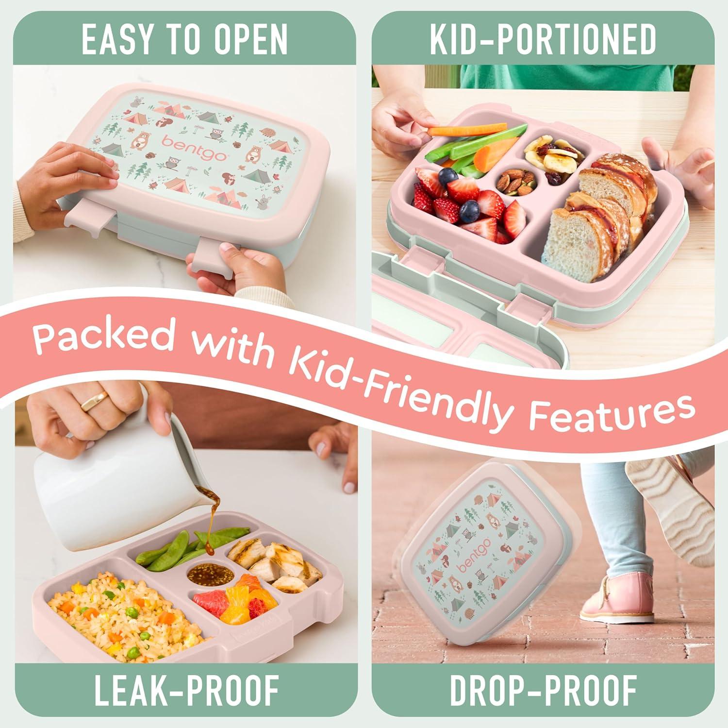 imageBentgo Kids 5Compartment LeakProof BentoStyle Lunch Box Whimsy ampamp Wonder Collection  Ideal for Ages 37 DropProof ampamp Durable Dishwasher Safe ampamp PFAS ampamp BPAFree Materials WavyNature Adventure