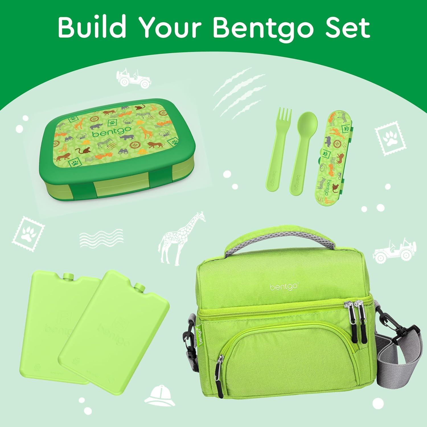imageBentgo Kids 5Compartment LeakProof BentoStyle Lunch Box Whimsy ampamp Wonder Collection  Ideal for Ages 37 DropProof ampamp Durable Dishwasher Safe ampamp PFAS ampamp BPAFree Materials WavySafari