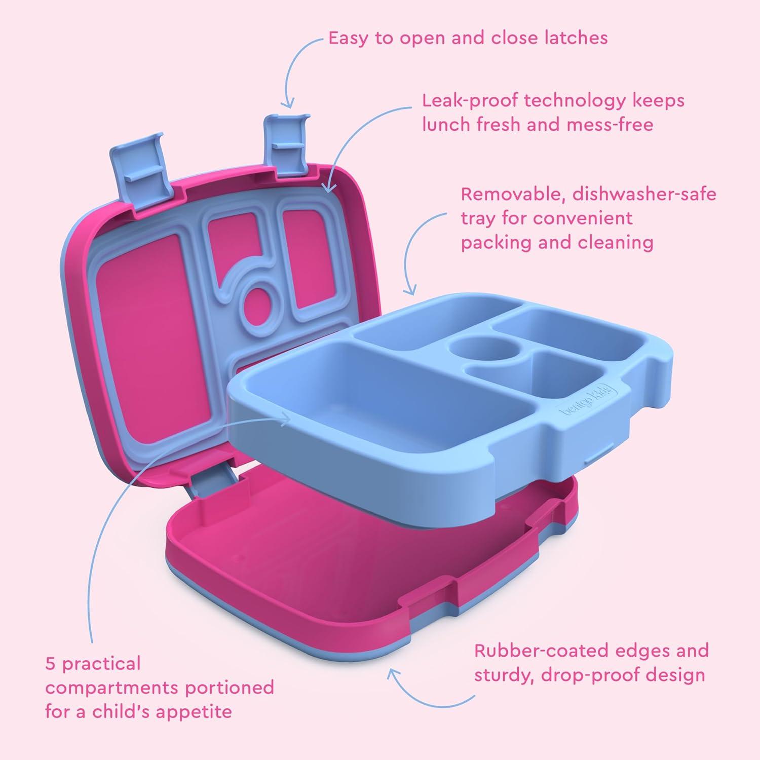 imageBentgo Kids 5Compartment LeakProof BentoStyle Lunch Box Whimsy ampamp Wonder Collection  Ideal for Ages 37 DropProof ampamp Durable Dishwasher Safe ampamp PFAS ampamp BPAFree Materials WavyRainbows and Butterflies