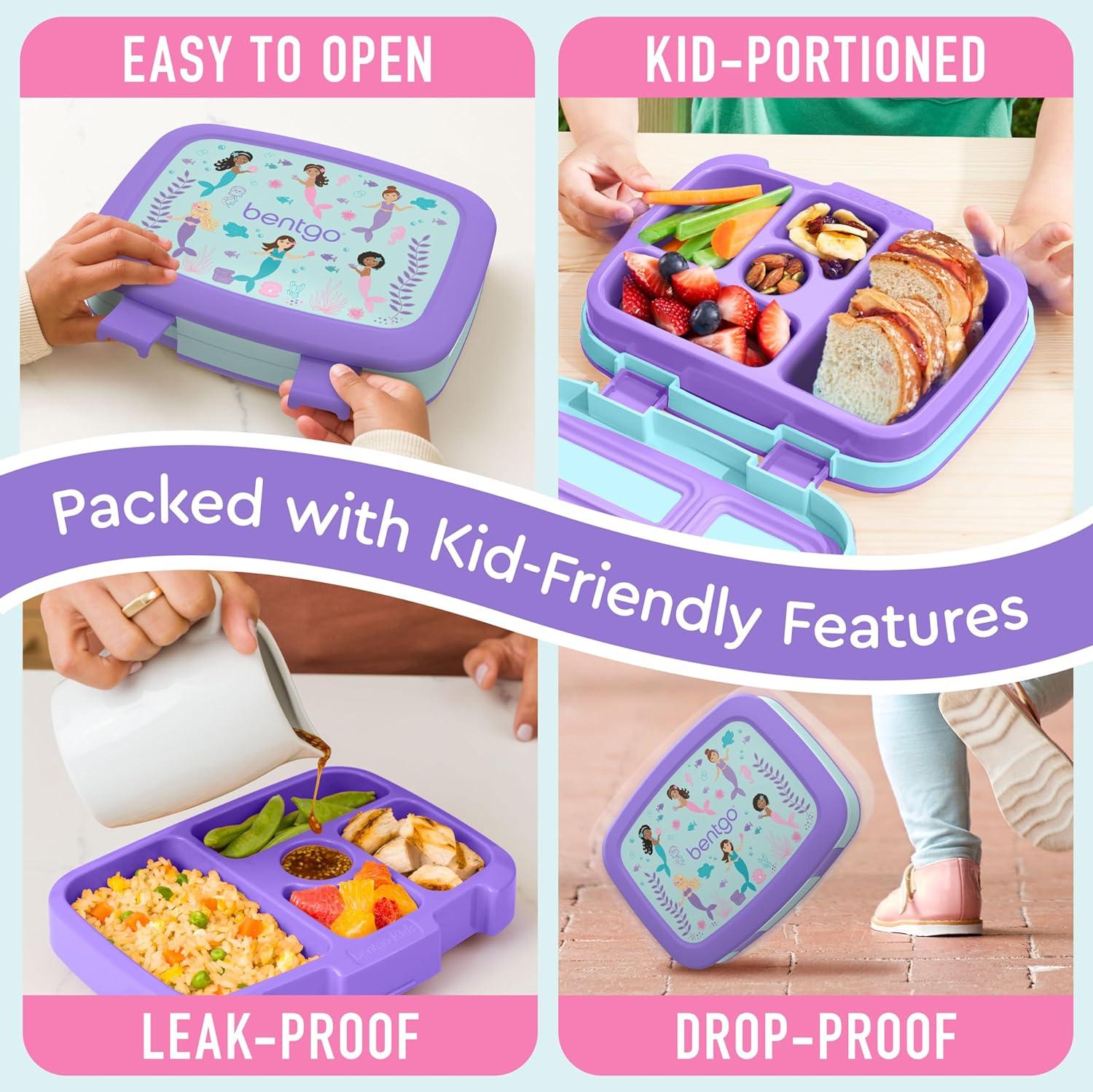 imageBentgo Kids 5Compartment LeakProof BentoStyle Lunch Box Whimsy ampamp Wonder Collection  Ideal for Ages 37 DropProof ampamp Durable Dishwasher Safe ampamp PFAS ampamp BPAFree Materials WavyMermaids in the Sea