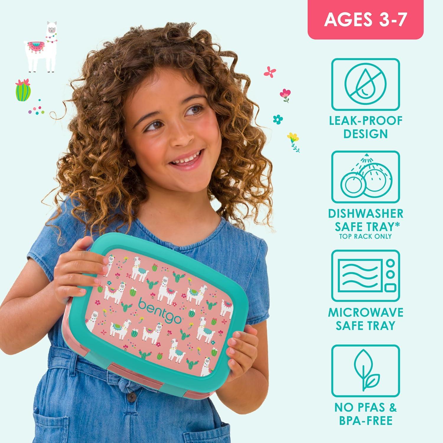 imageBentgo Kids 5Compartment LeakProof BentoStyle Lunch Box Whimsy ampamp Wonder Collection  Ideal for Ages 37 DropProof ampamp Durable Dishwasher Safe ampamp PFAS ampamp BPAFree Materials WavyLlamas